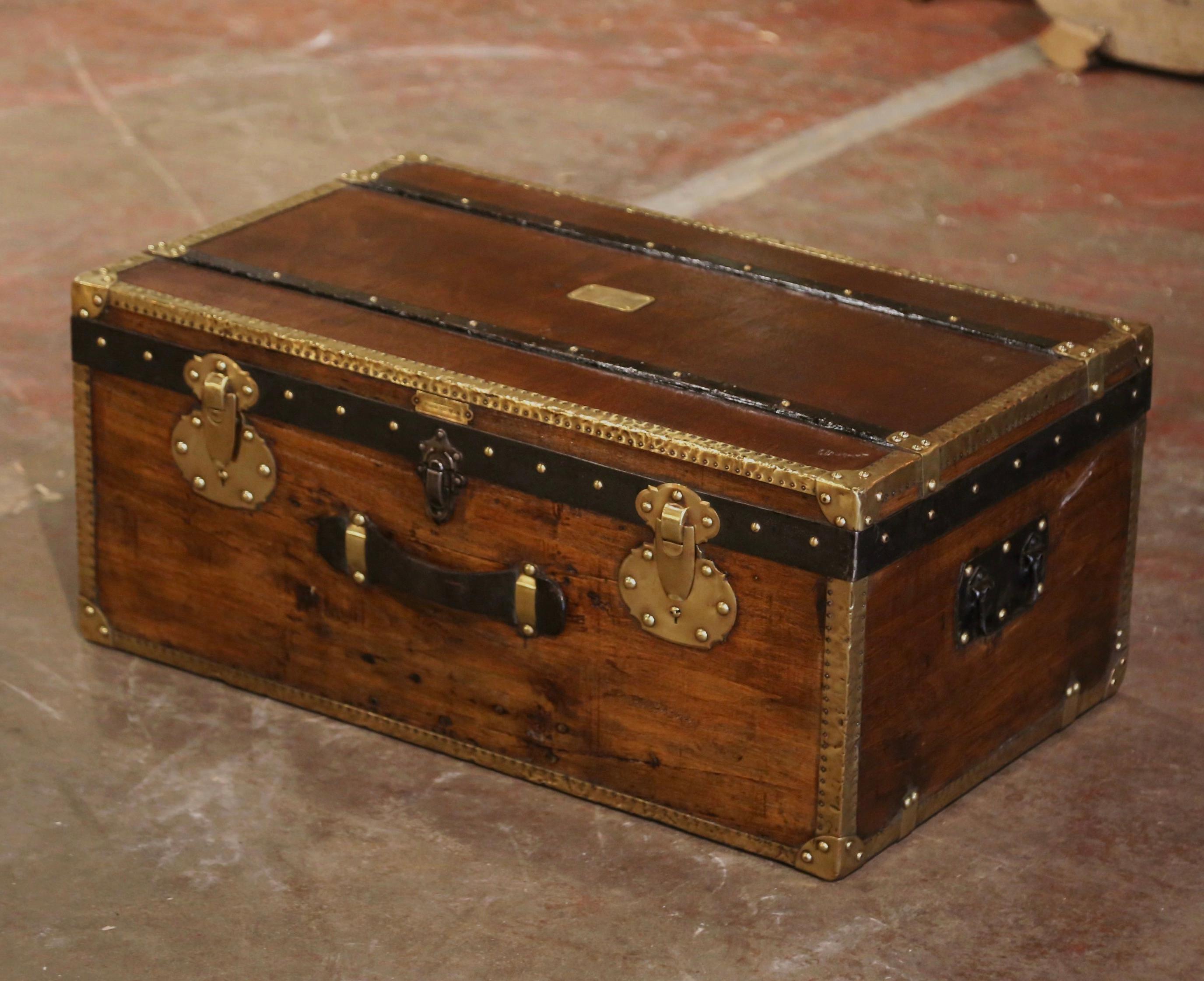 Bauletto francese del XIX secolo in ferro e pelle di pioppo di Pierre de Man, Lille In condizioni ottime in vendita a Dallas, TX