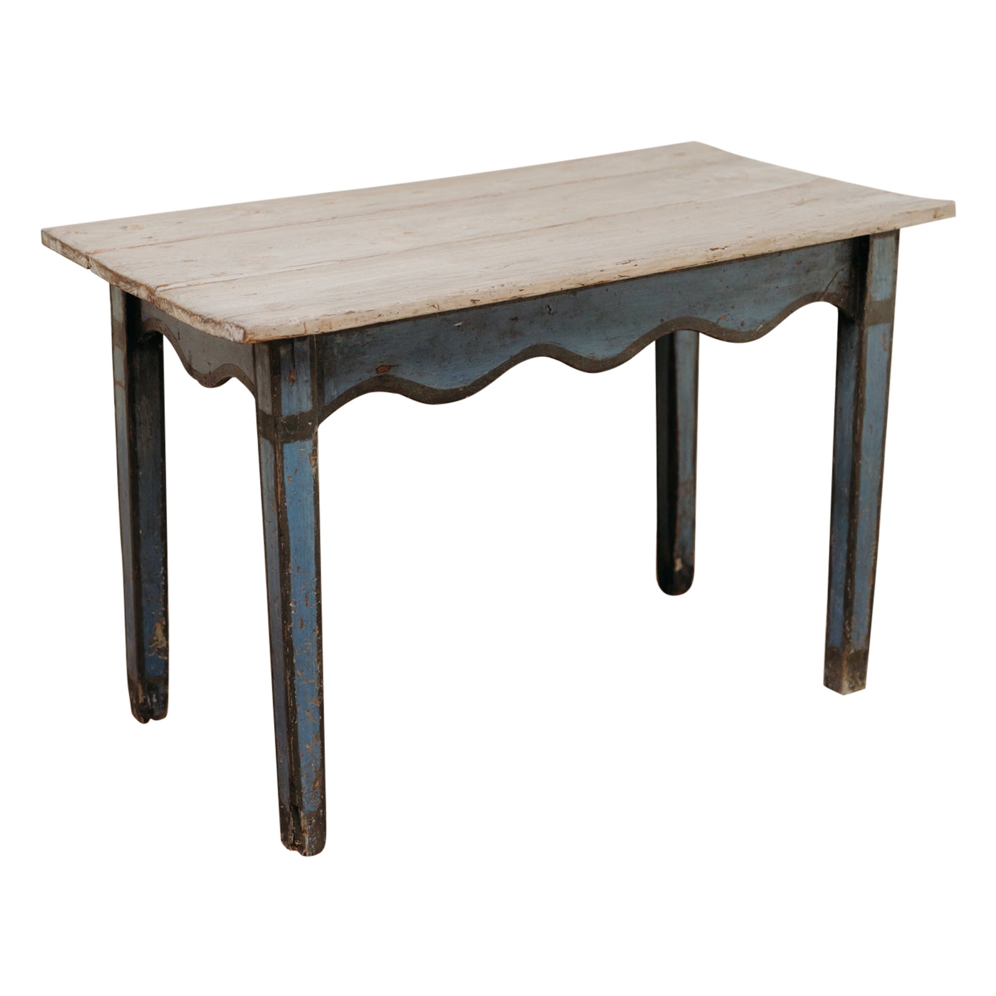 19th century French poplarwood table, painted base