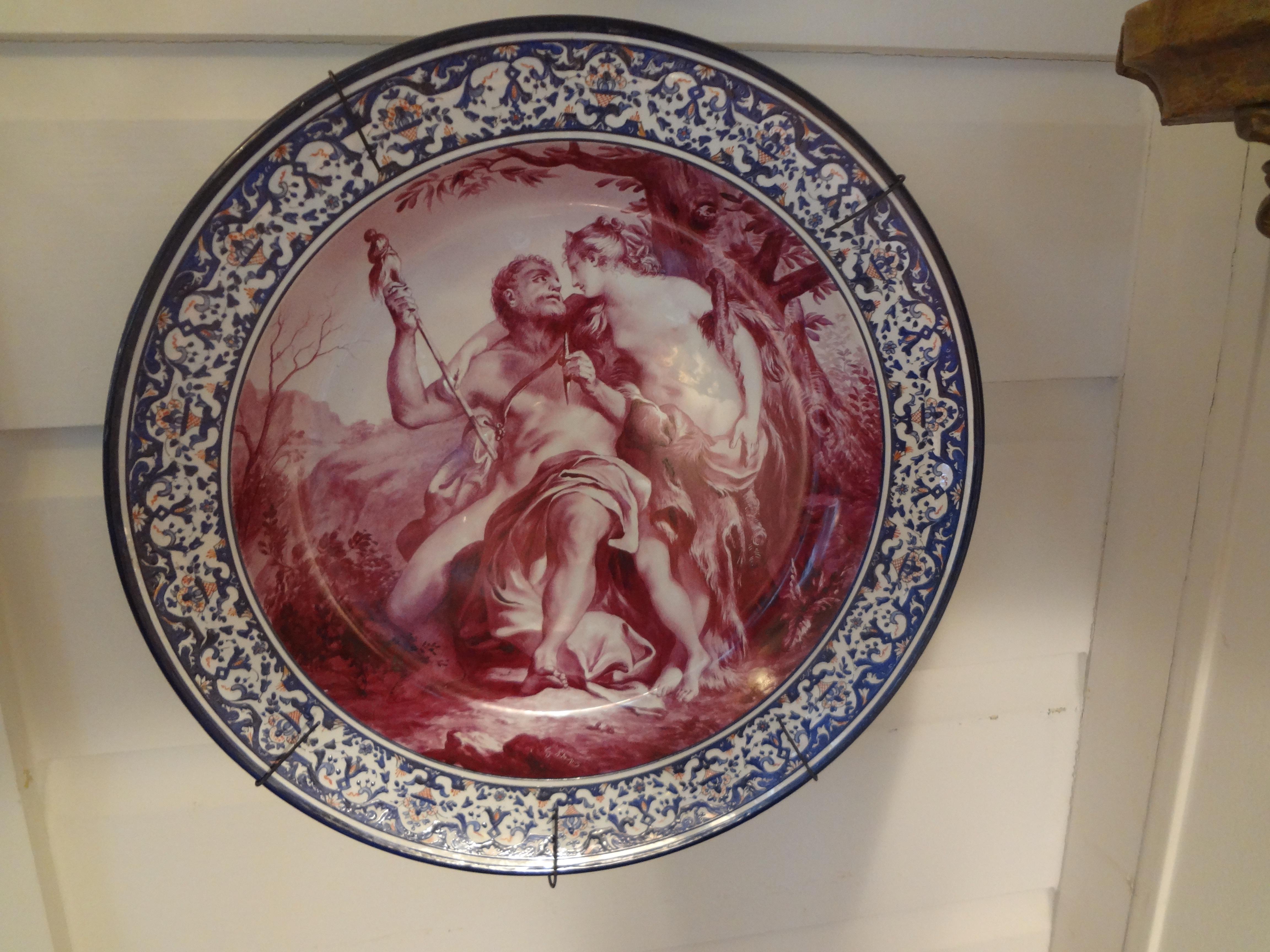 19th Century French Porcelain Allegorical Charger In Good Condition For Sale In Houston, TX