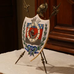 19th Century, French, Porcelain and Brass Table Clock with Paris Coat of Arms