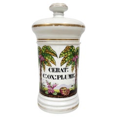 19th Century French Porcelain Apothecary/Pharmacy Jar - 'CERAT: C: OX: PLUMB:'