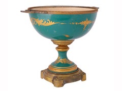 19th Century French Porcelain Bronze Mounted Centerpiece Bowl in Louis XVI Style