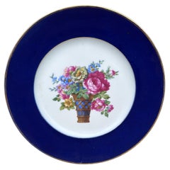 19th Century French Porcelain Flowers Bunch Plate