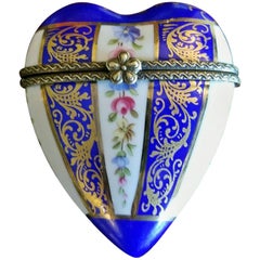 19th Century French Porcelain Limoges Heart Shaped Box