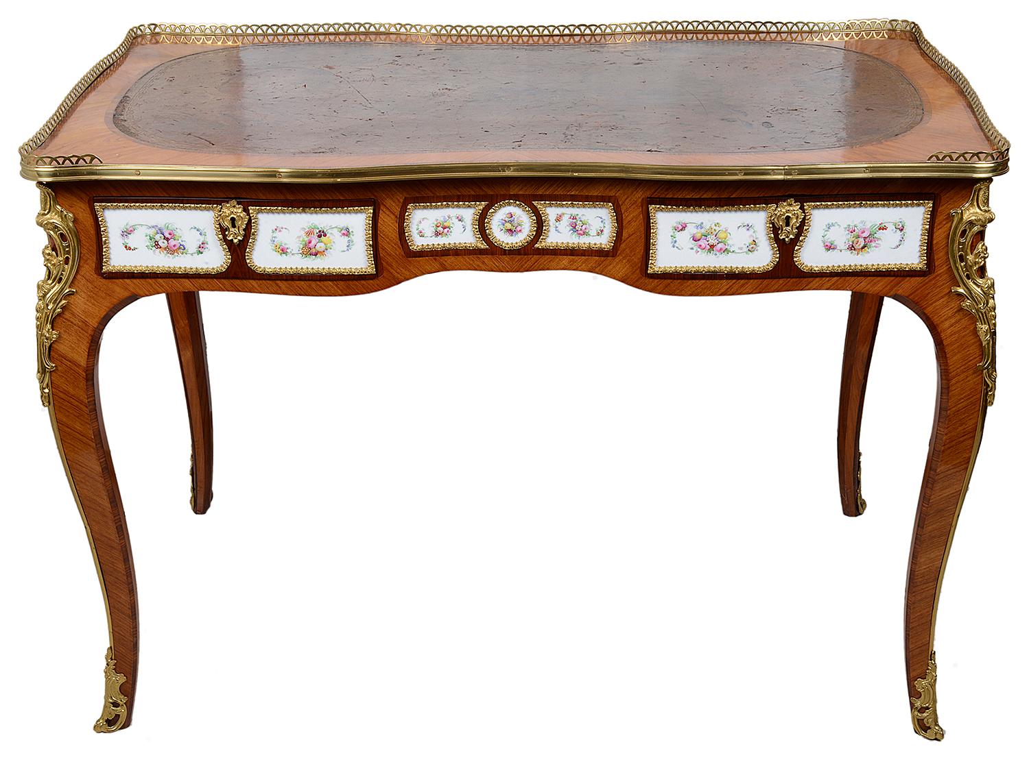 Louis XVI 19th Century French Porcelain Mounted Ladies Writing Desk For Sale