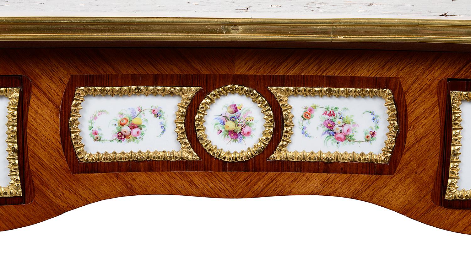 19th Century French Porcelain Mounted Ladies Writing Desk In Good Condition For Sale In Brighton, Sussex