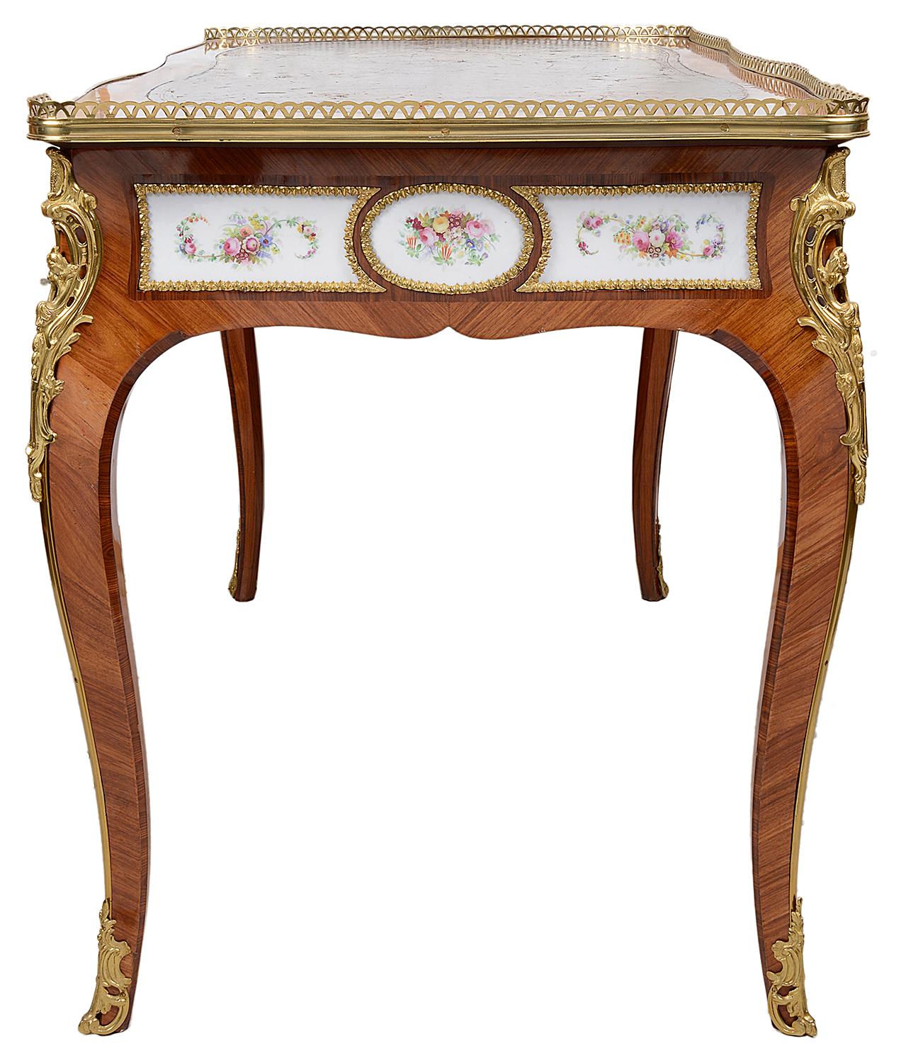 19th Century French Porcelain Mounted Ladies Writing Desk For Sale 1