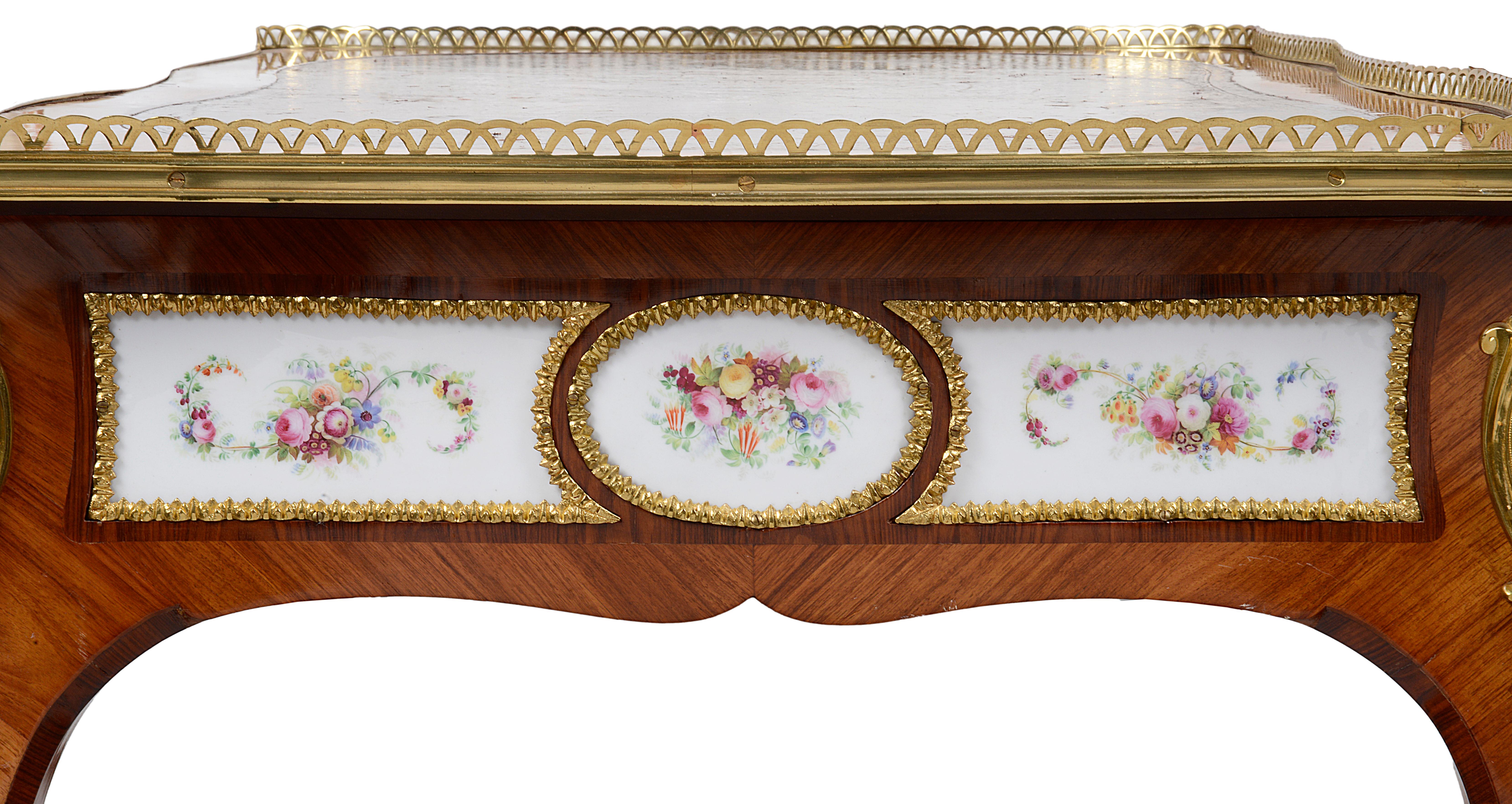 19th Century French Porcelain Mounted Ladies Writing Desk For Sale 2