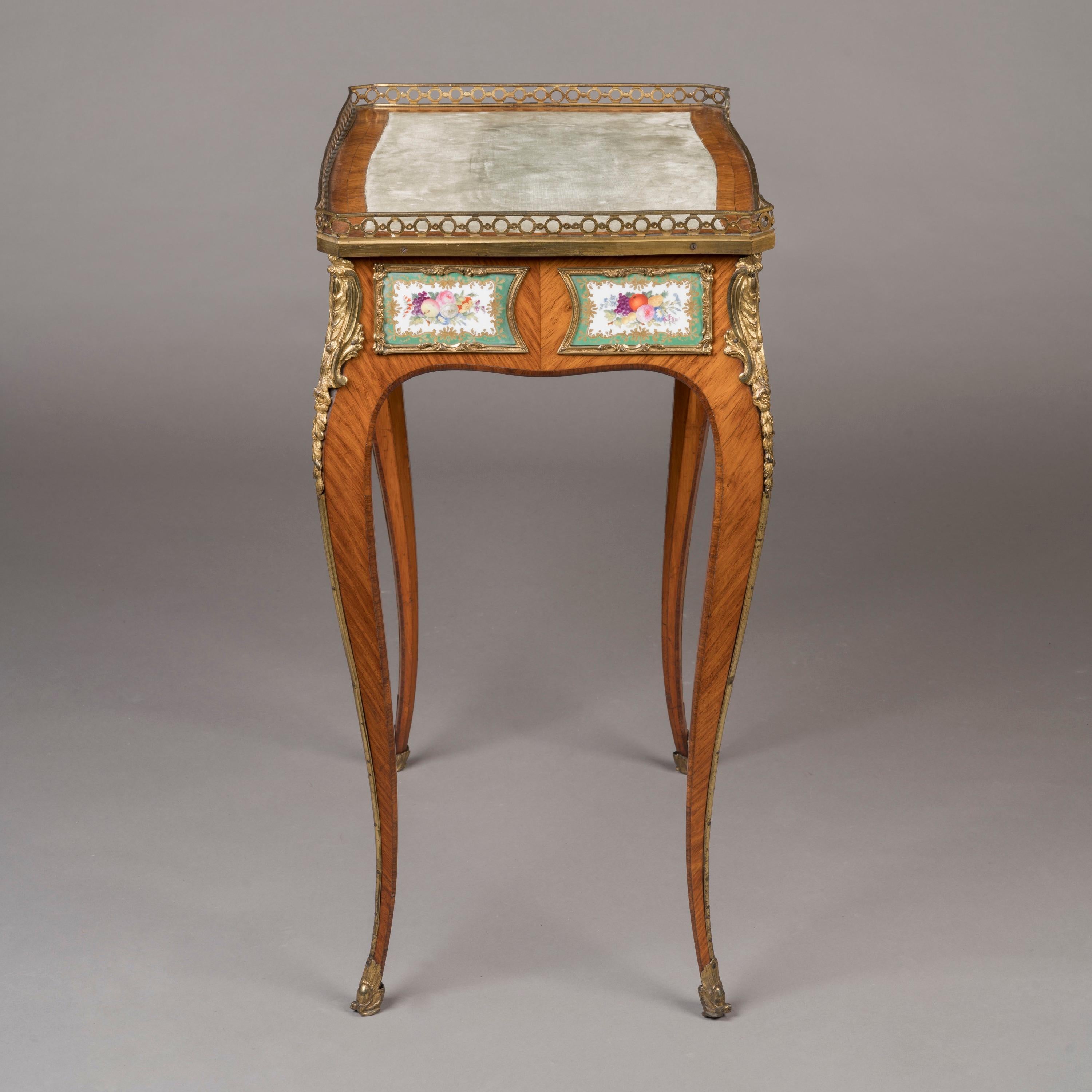 English 19th Century French Porcelain-Mounted Occasional Table in the Louis XV/XVI Style For Sale