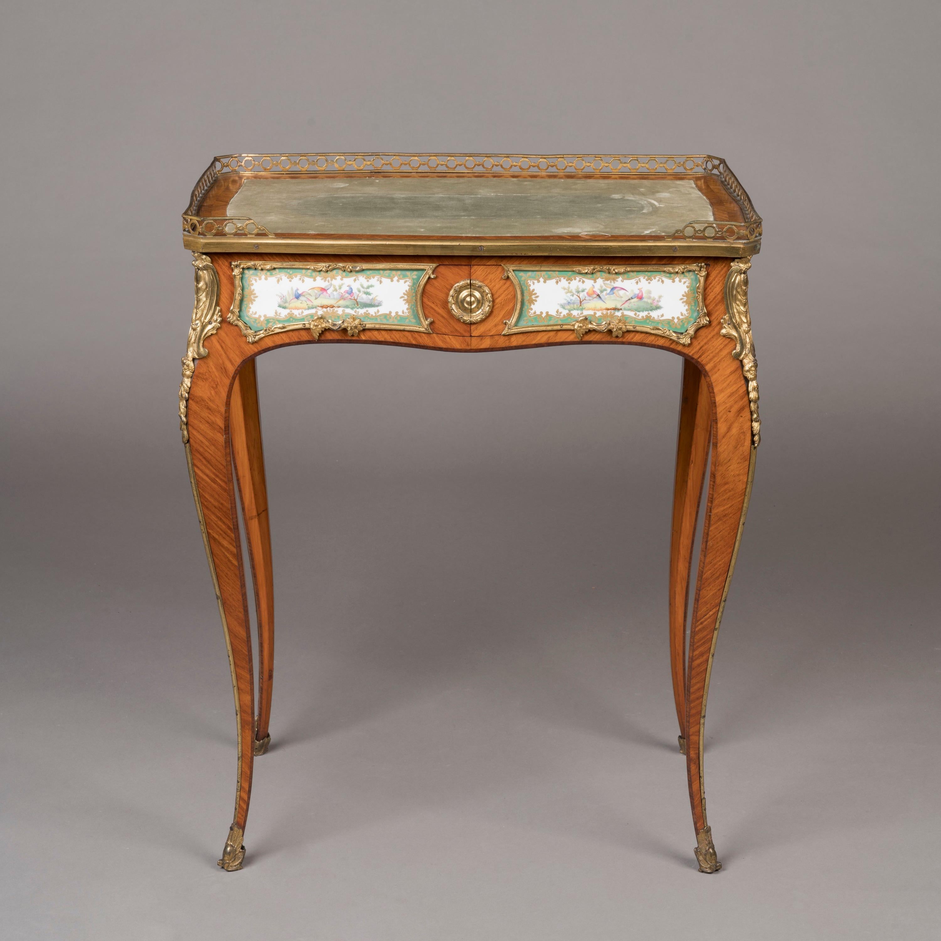 19th Century French Porcelain-Mounted Occasional Table in the Louis XV/XVI Style For Sale 1