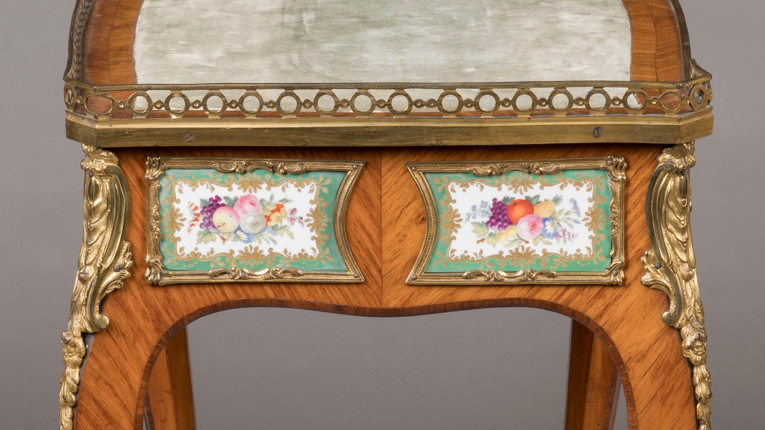 19th Century French Porcelain-Mounted Occasional Table in the Louis XV/XVI Style For Sale 2