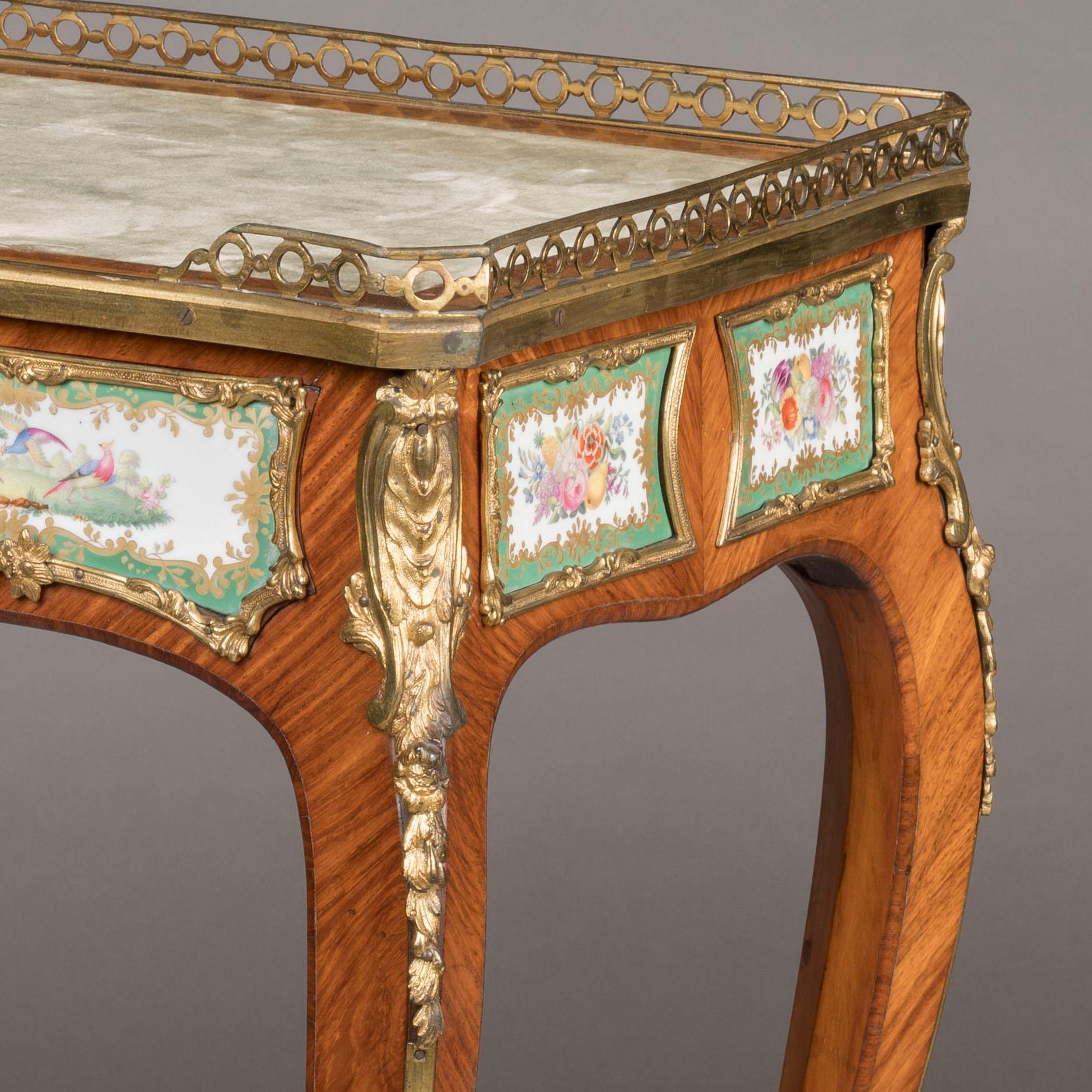 19th Century French Porcelain-Mounted Occasional Table in the Louis XV/XVI Style For Sale 3