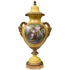 19th Century French Porcelain Urn with Gilt Mounts