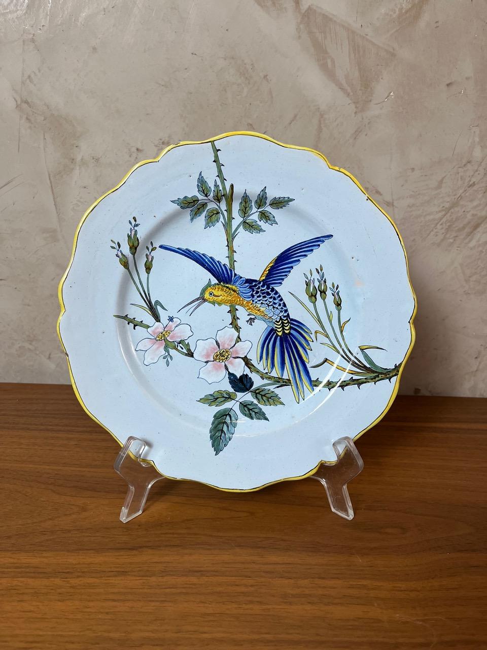 Late 19th Century 19th century French Porquier-Beau Earthenware Plate, 1880s For Sale