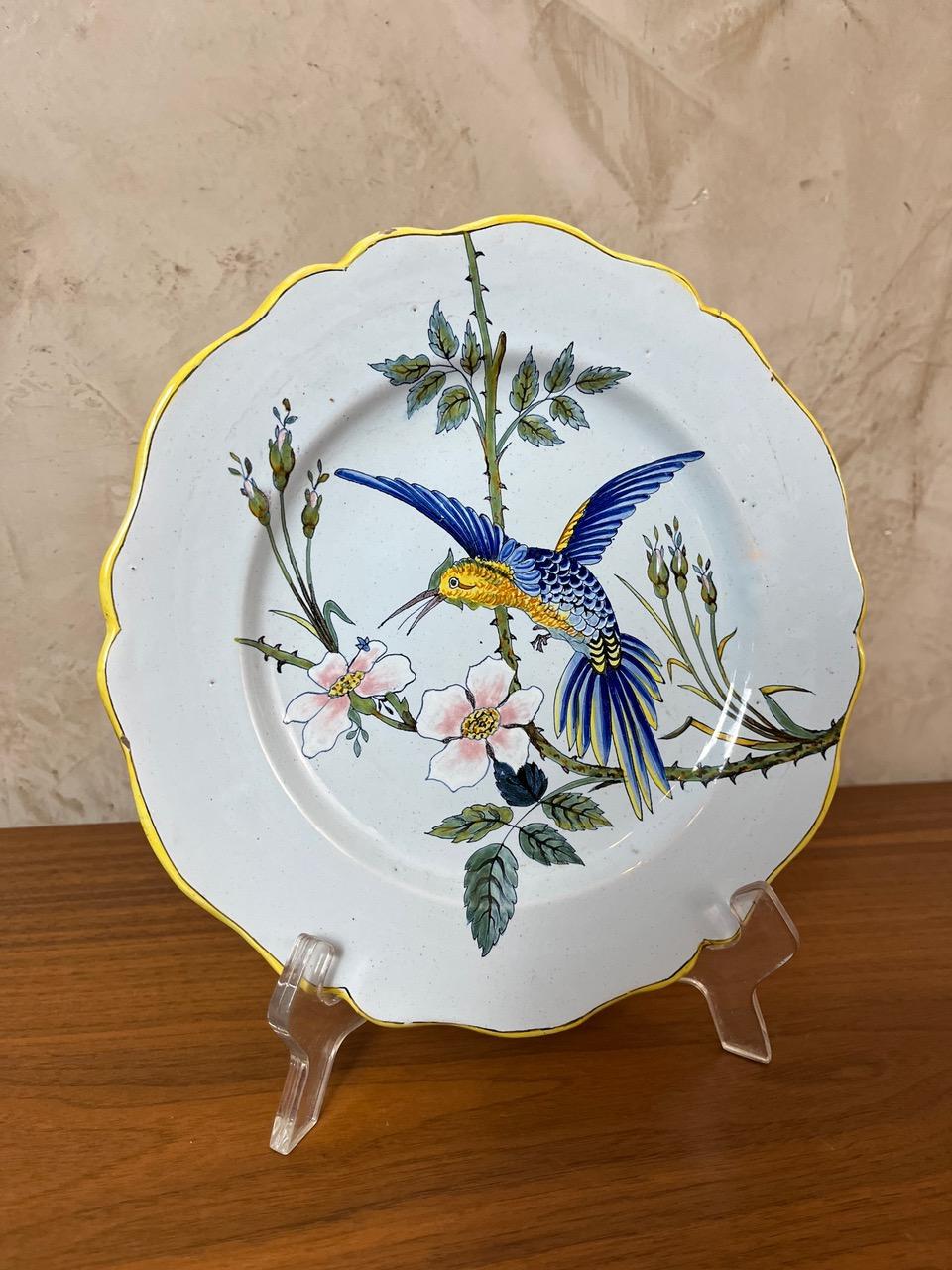 19th century French Porquier-Beau Earthenware Plate, 1880s For Sale 1