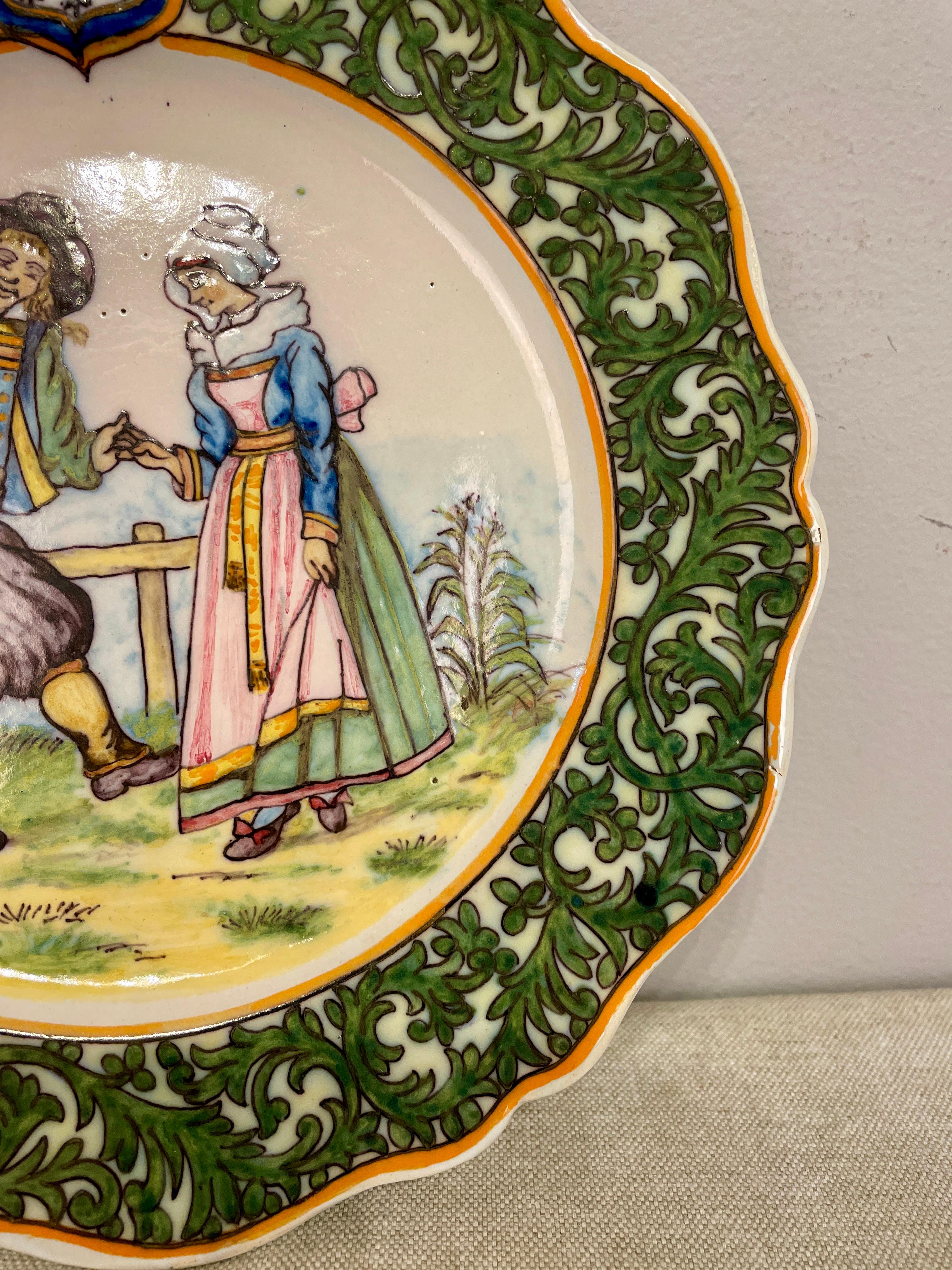 Hand-Crafted 19th Century French Porquier Beau Faience Plate For Sale