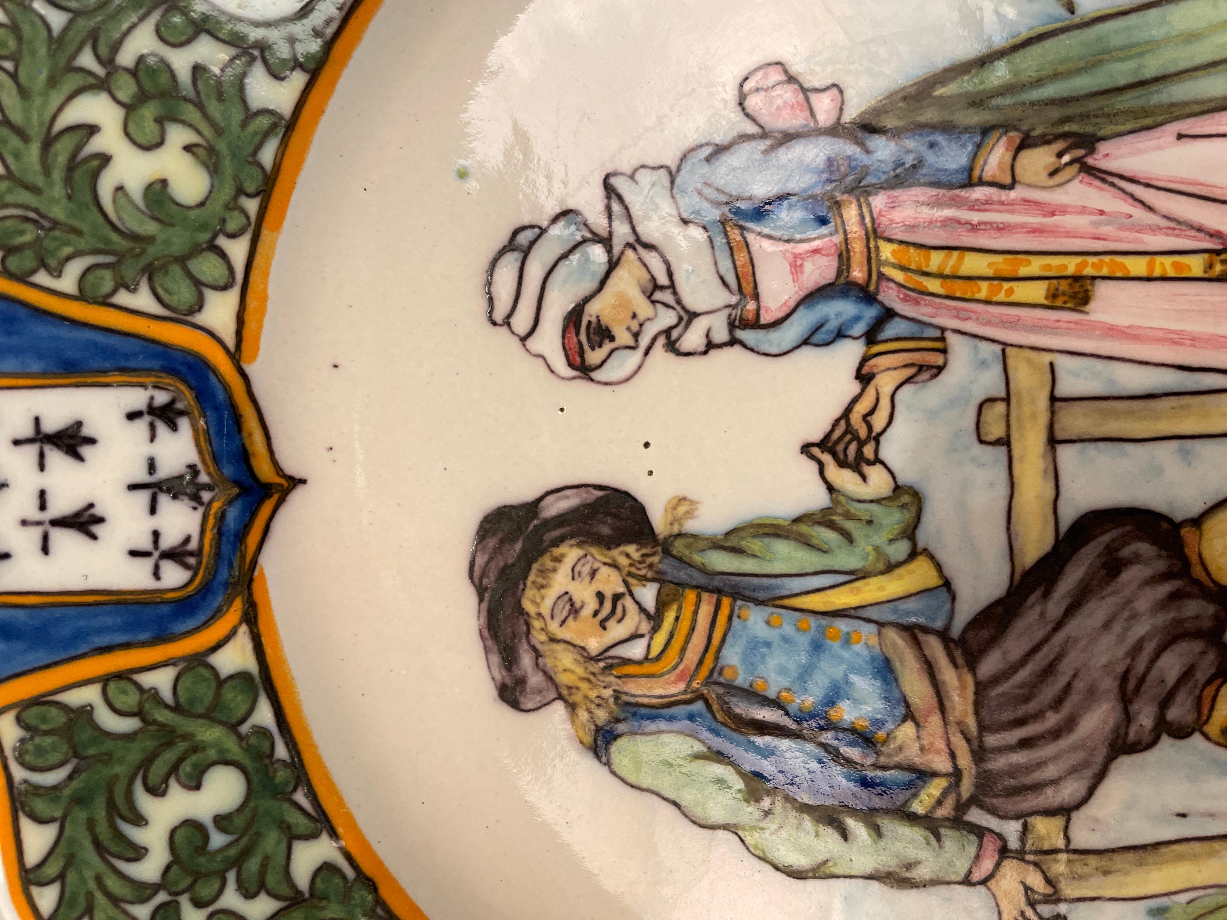 19th Century French Porquier Beau Faience Plate For Sale 1
