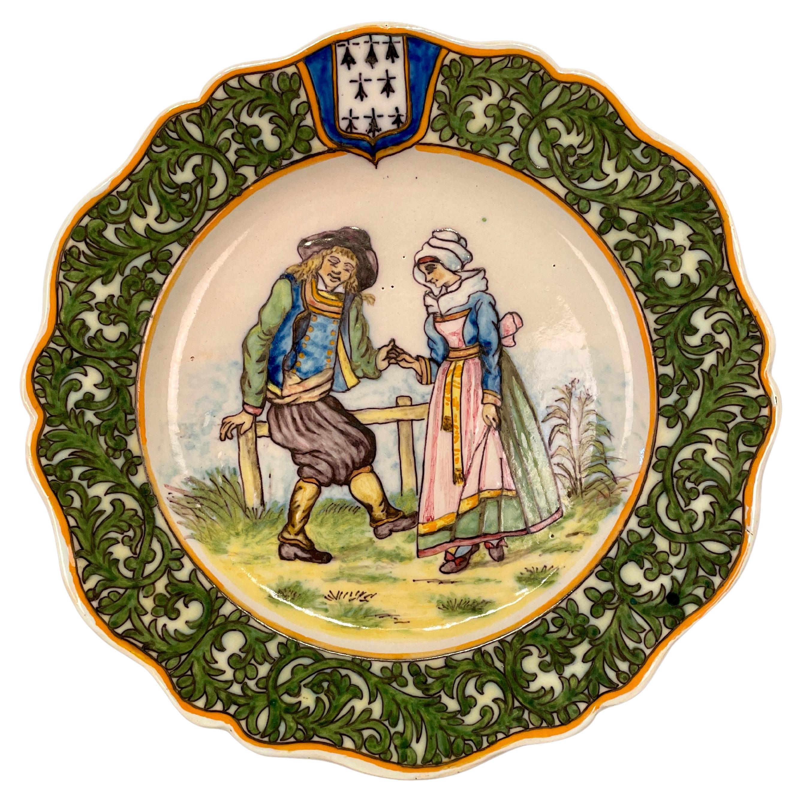 19th Century French Porquier Beau Faience Plate For Sale