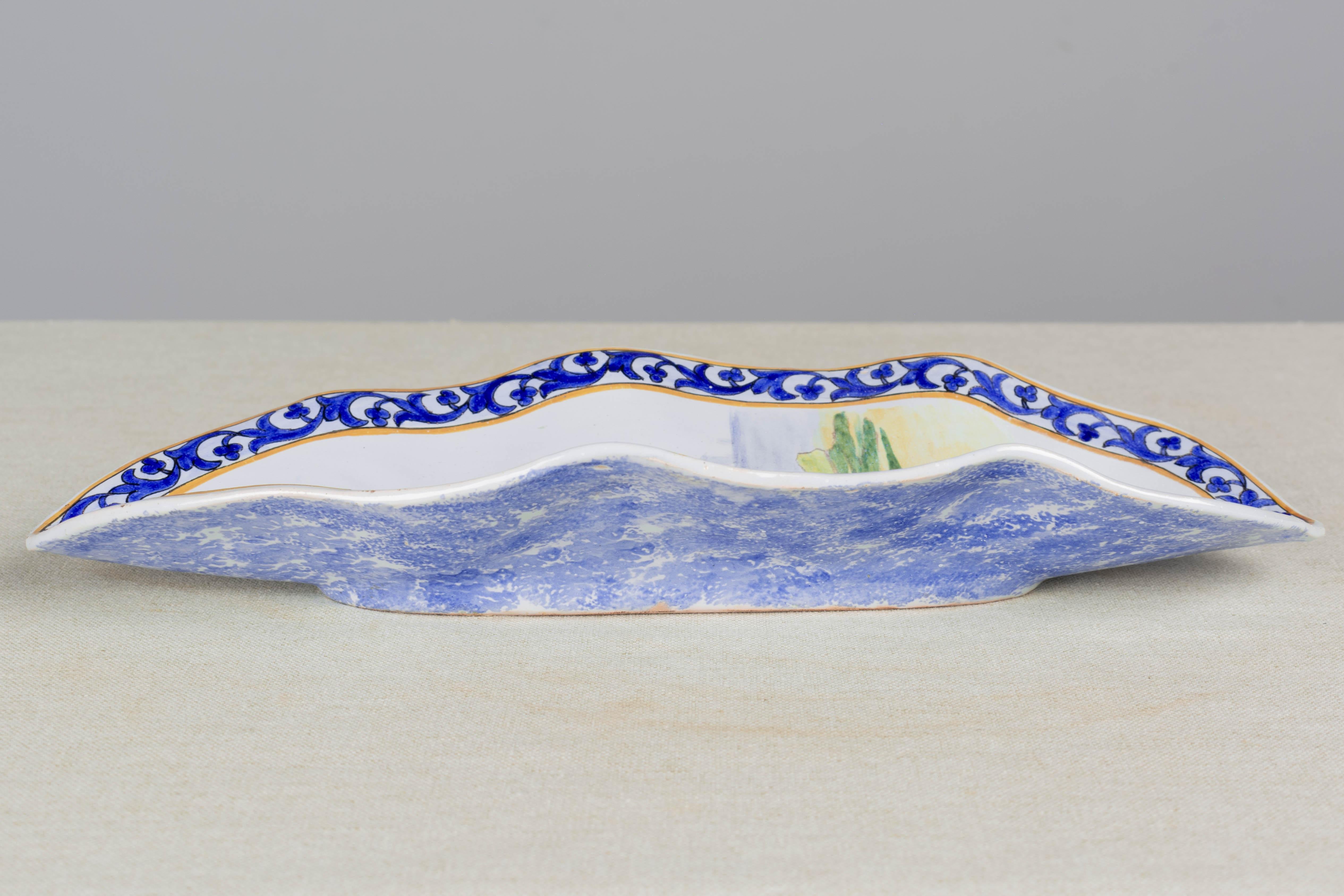 19th Century French Porquier Beau Quimper Faience Dish For Sale 1