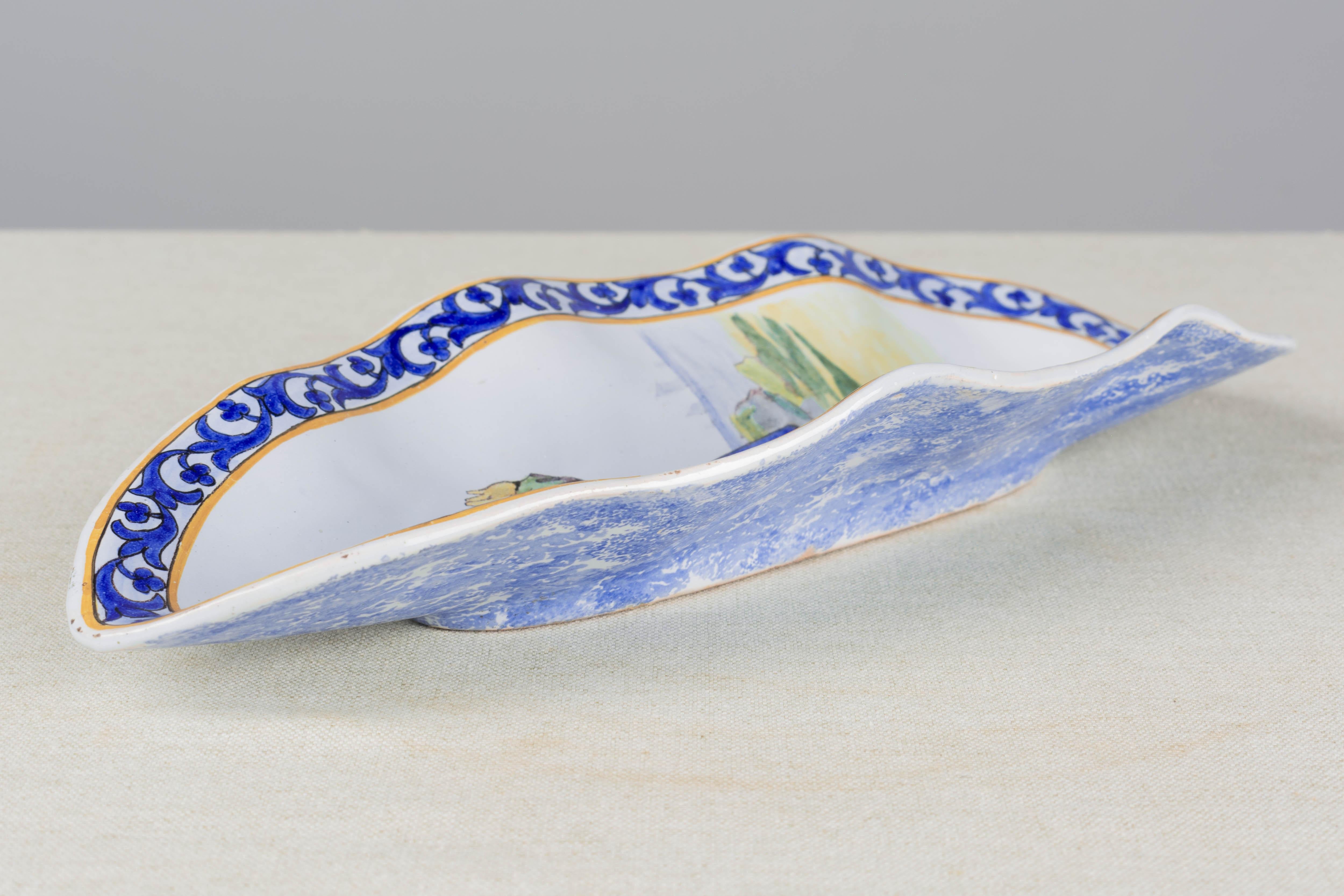 19th Century French Porquier Beau Quimper Faience Dish For Sale 2
