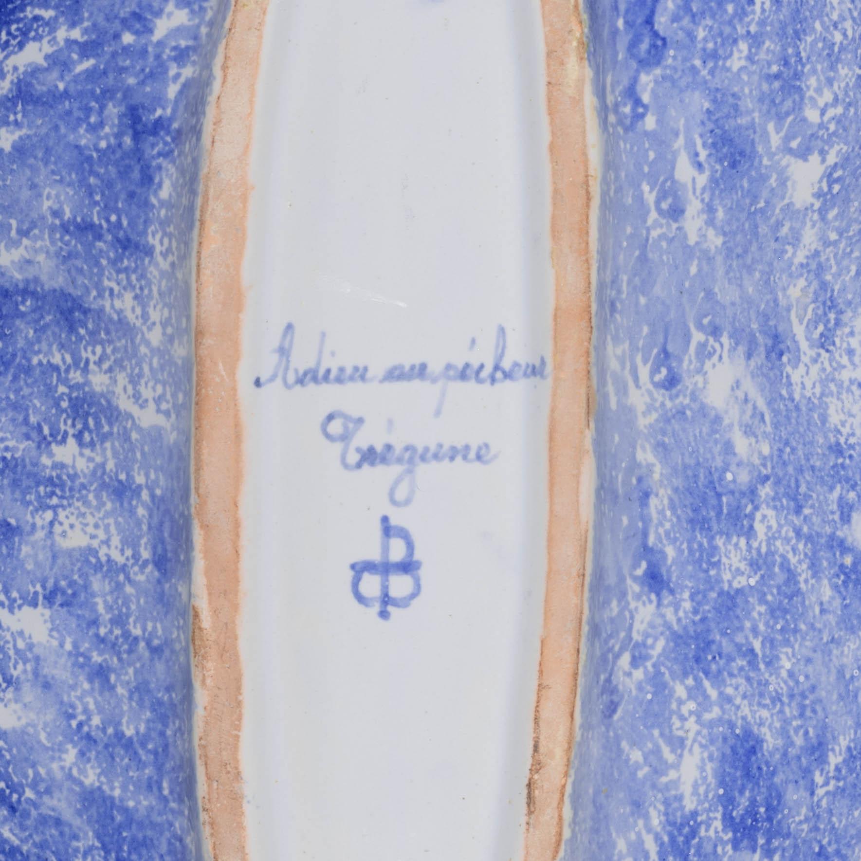 19th Century French Porquier Beau Quimper Faience Dish For Sale 4