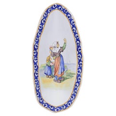 Plato de loza Porquier Beau Quimper francés del siglo XIX
