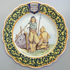Assiette en faïence française du 19ème siècle de Porquier Beau Quimper