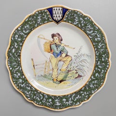 Assiette en faïence française du 19ème siècle de Porquier Beau Quimper