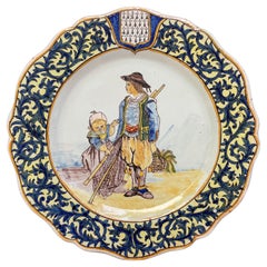 19th Century French Porquier Beau Quimper Faience Plate