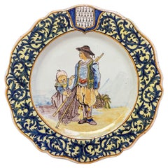 Assiette en faïence française du 19ème siècle de Porquier Beau Quimper