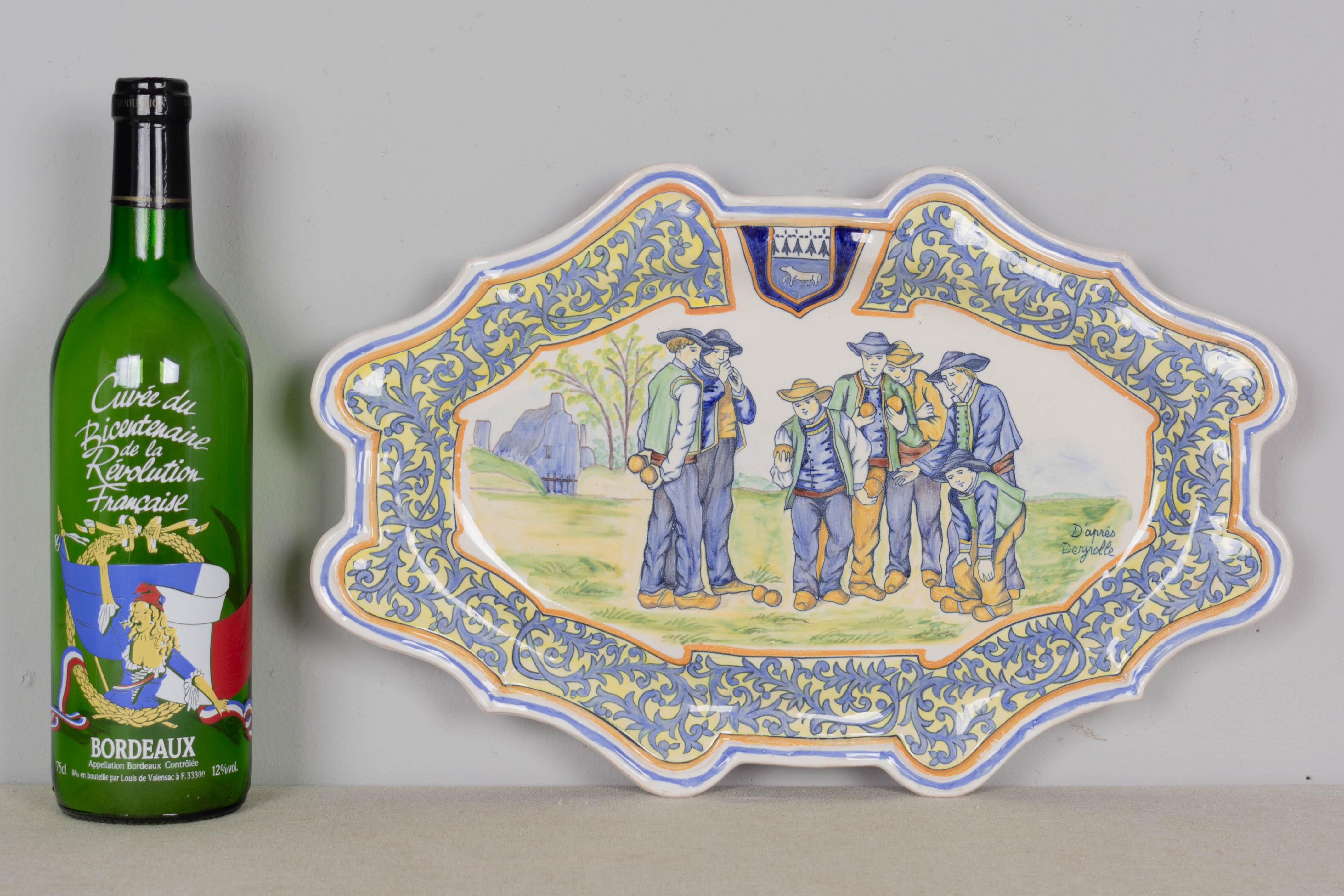 Plato de loza de Porquier Beau Quimper francés del siglo XIX en Bueno estado para la venta en Winter Park, FL