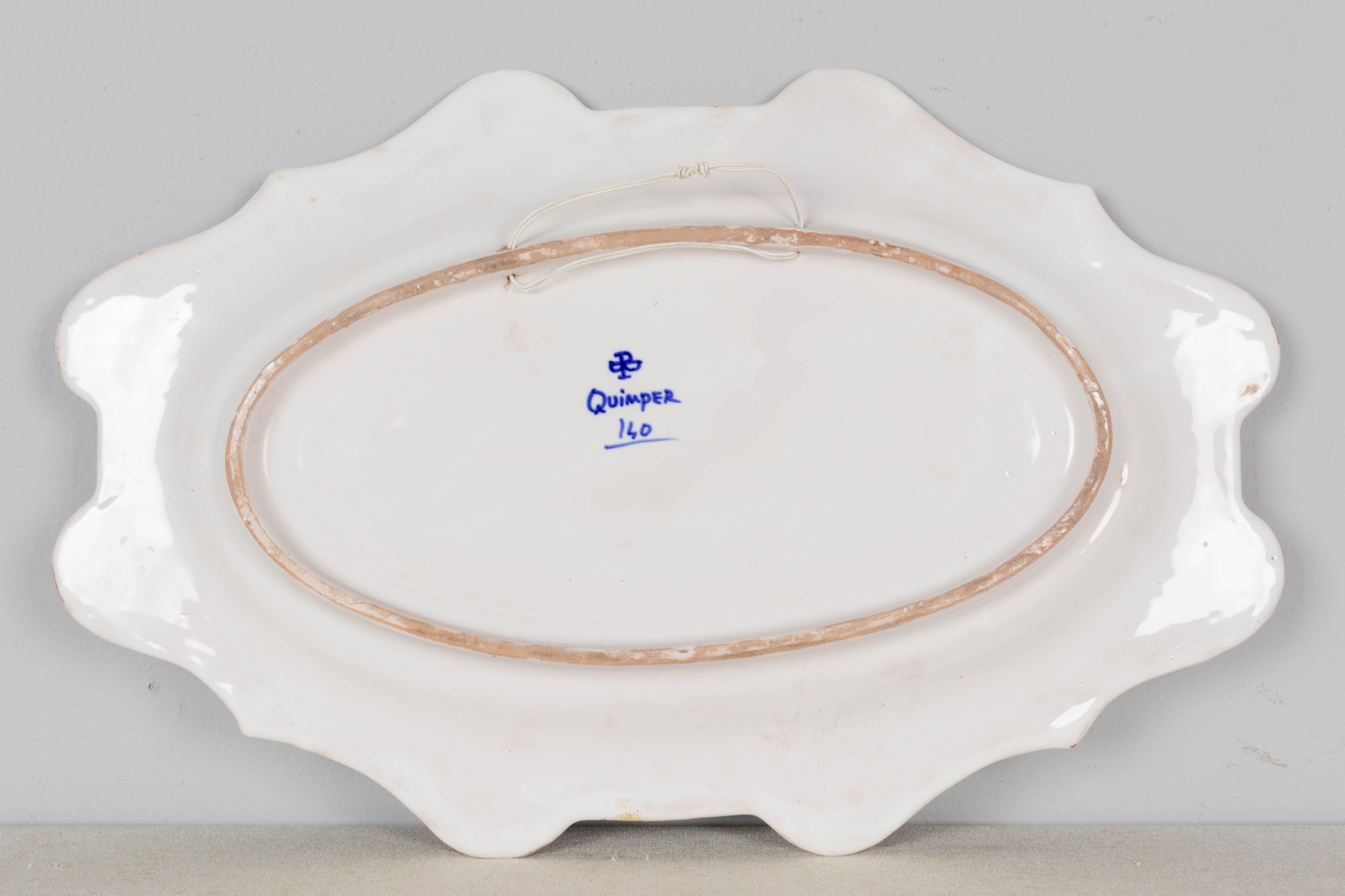 Plato de loza de Porquier Beau Quimper francés del siglo XIX Fayenza en venta