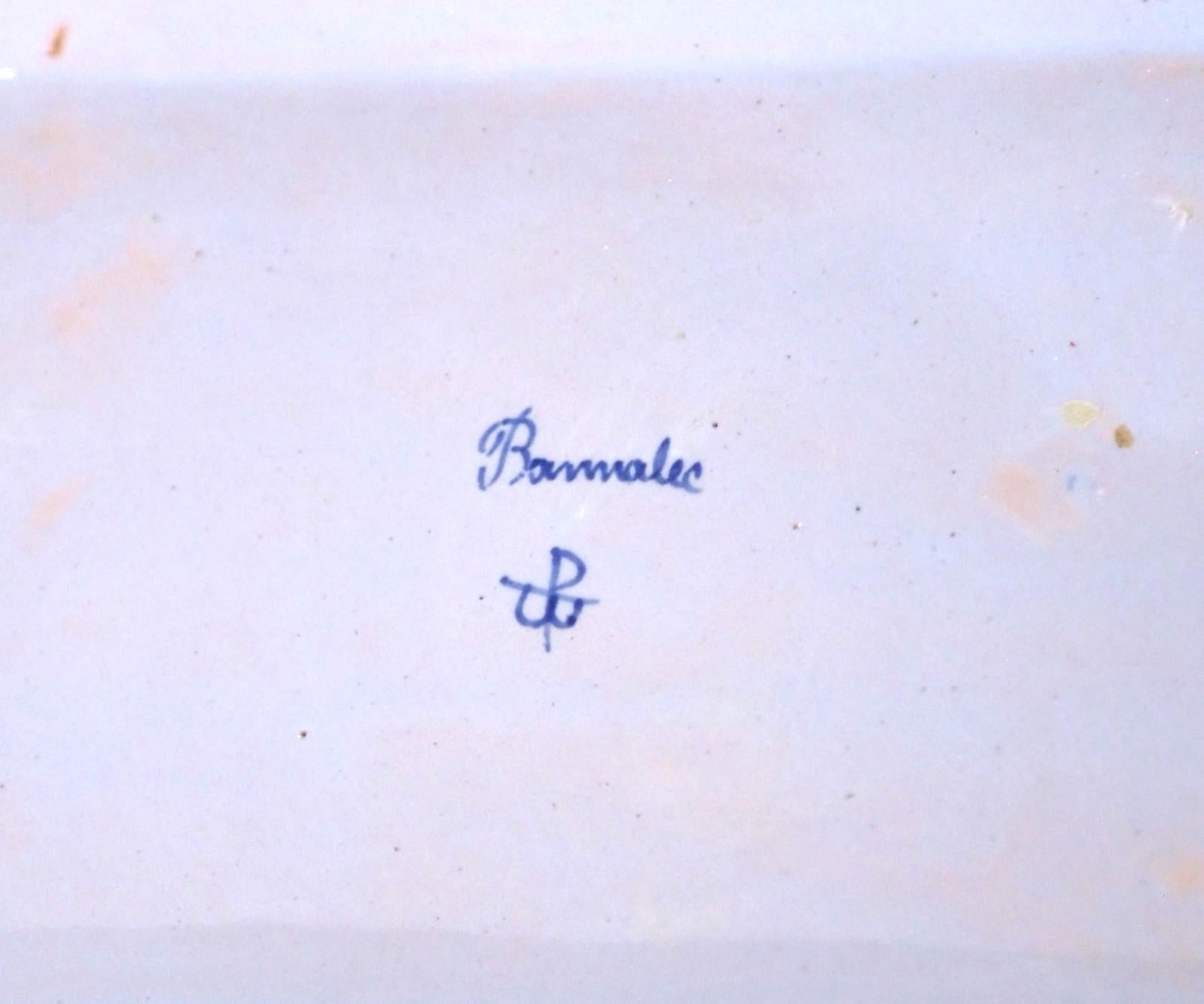 Plateau en faïence Porquier-Beau Quimper du 19ème siècle avec poignées en vente 4