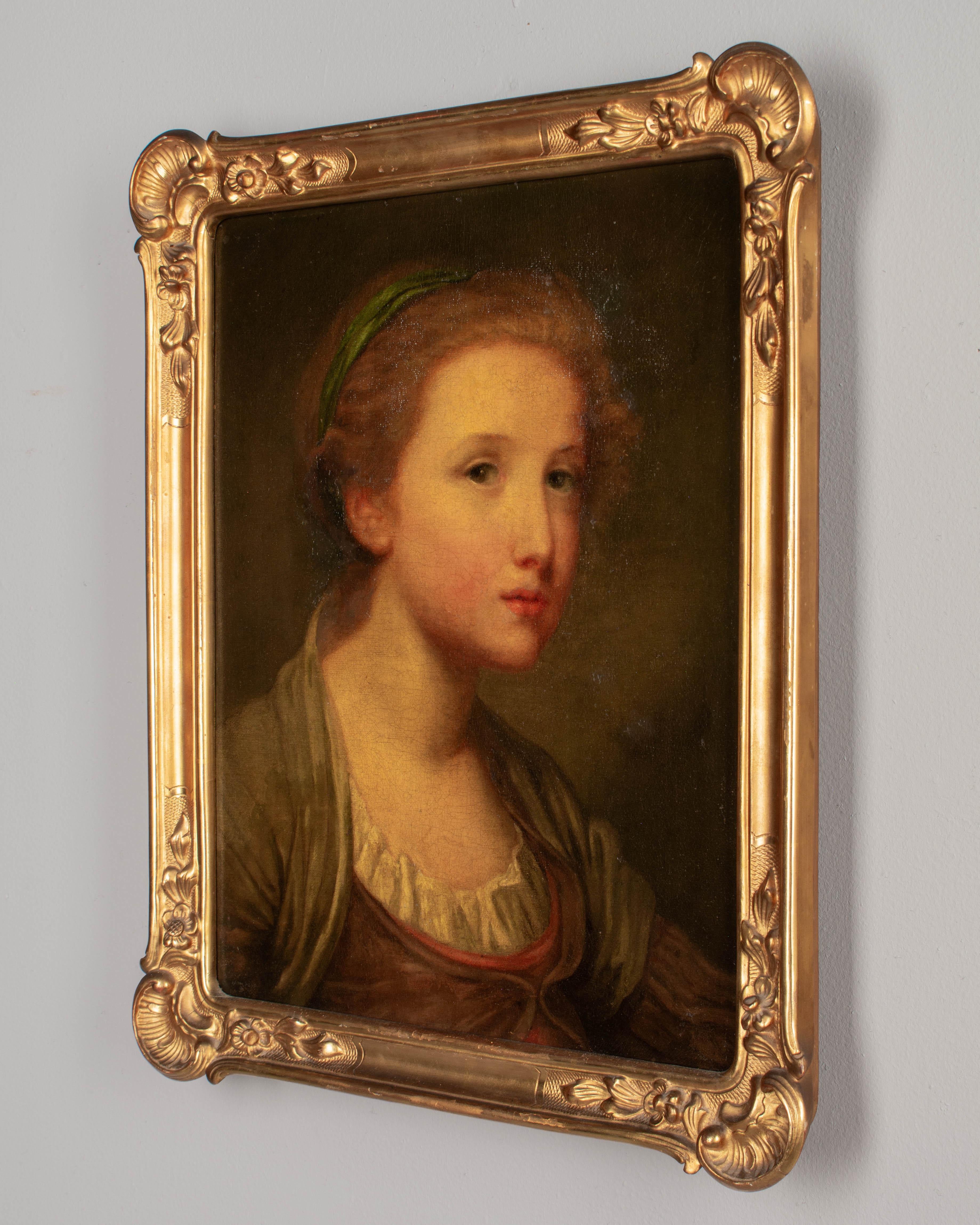 Hand-Crafted 19th Century French Portrait by Jean-Baptiste Greuze  For Sale