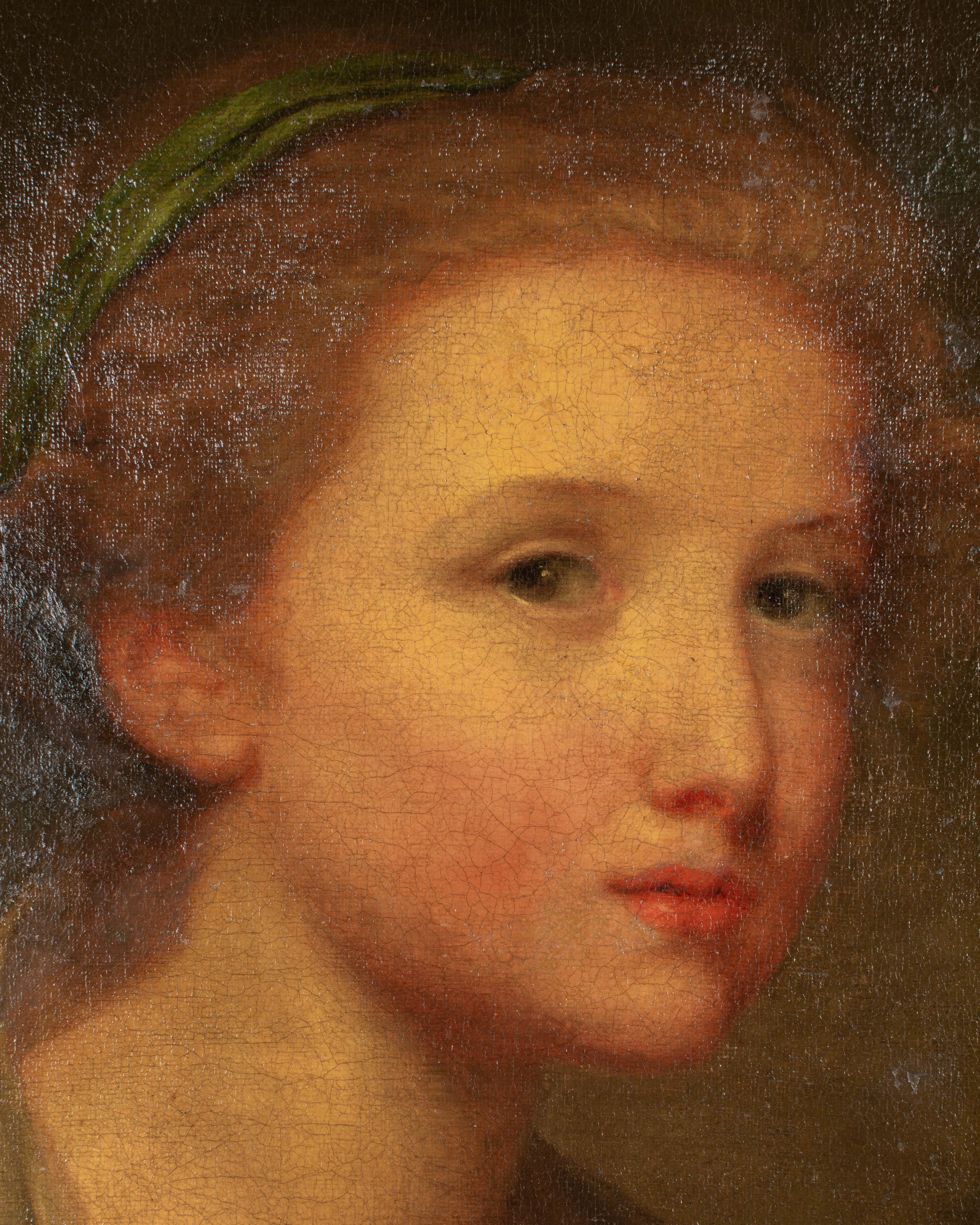 Canvas 19th Century French Portrait by Jean-Baptiste Greuze  For Sale