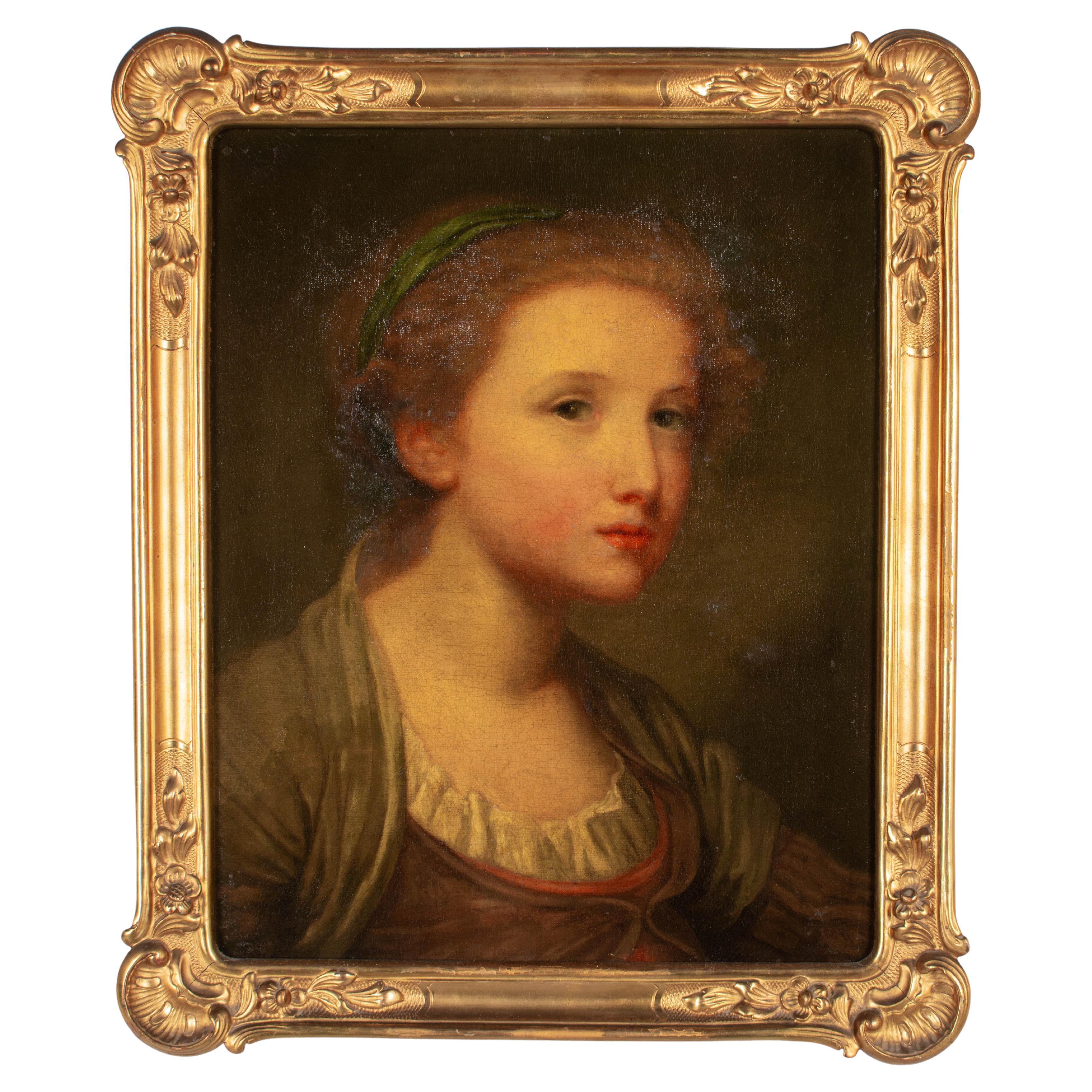 19th Century French Portrait by Jean-Baptiste Greuze  For Sale