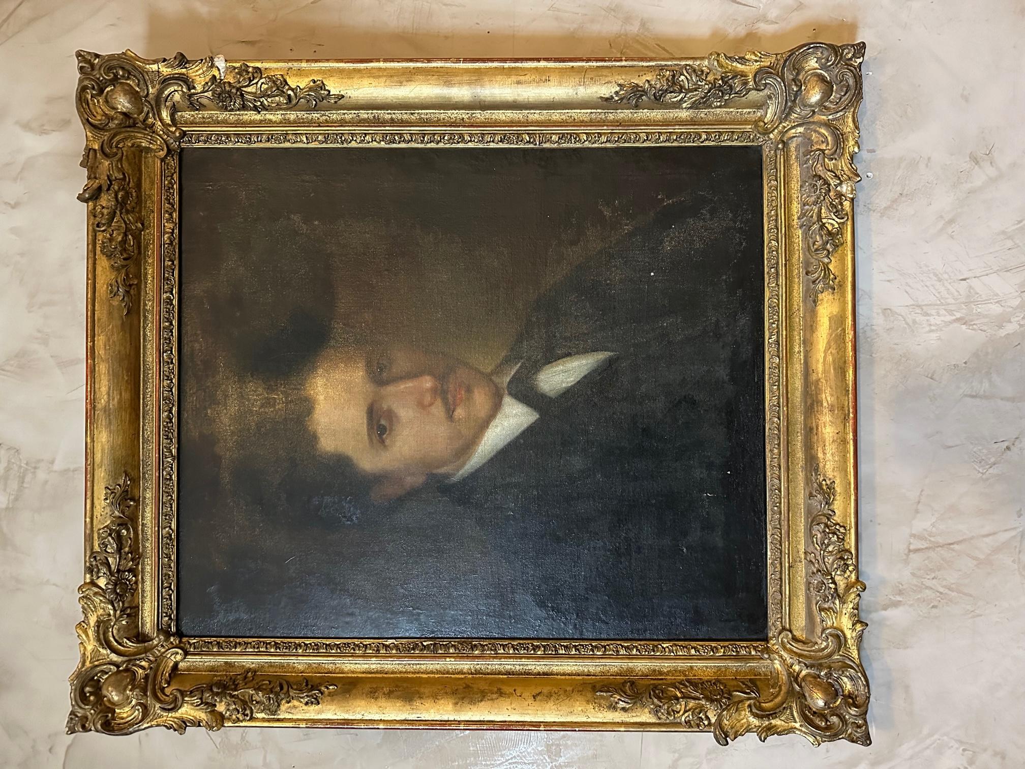 Very beautiful oil on canvas portrait dating from the end of the 19th century.
Portrait of a handsome young man.
Original frame in gilded wood (small damage to the right corner)
Very good paint quality.
