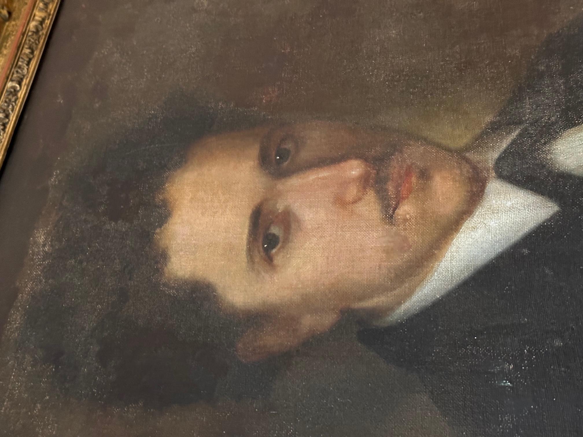 19th century French Portrait Oil on canvas, 1890s In Good Condition For Sale In LEGNY, FR