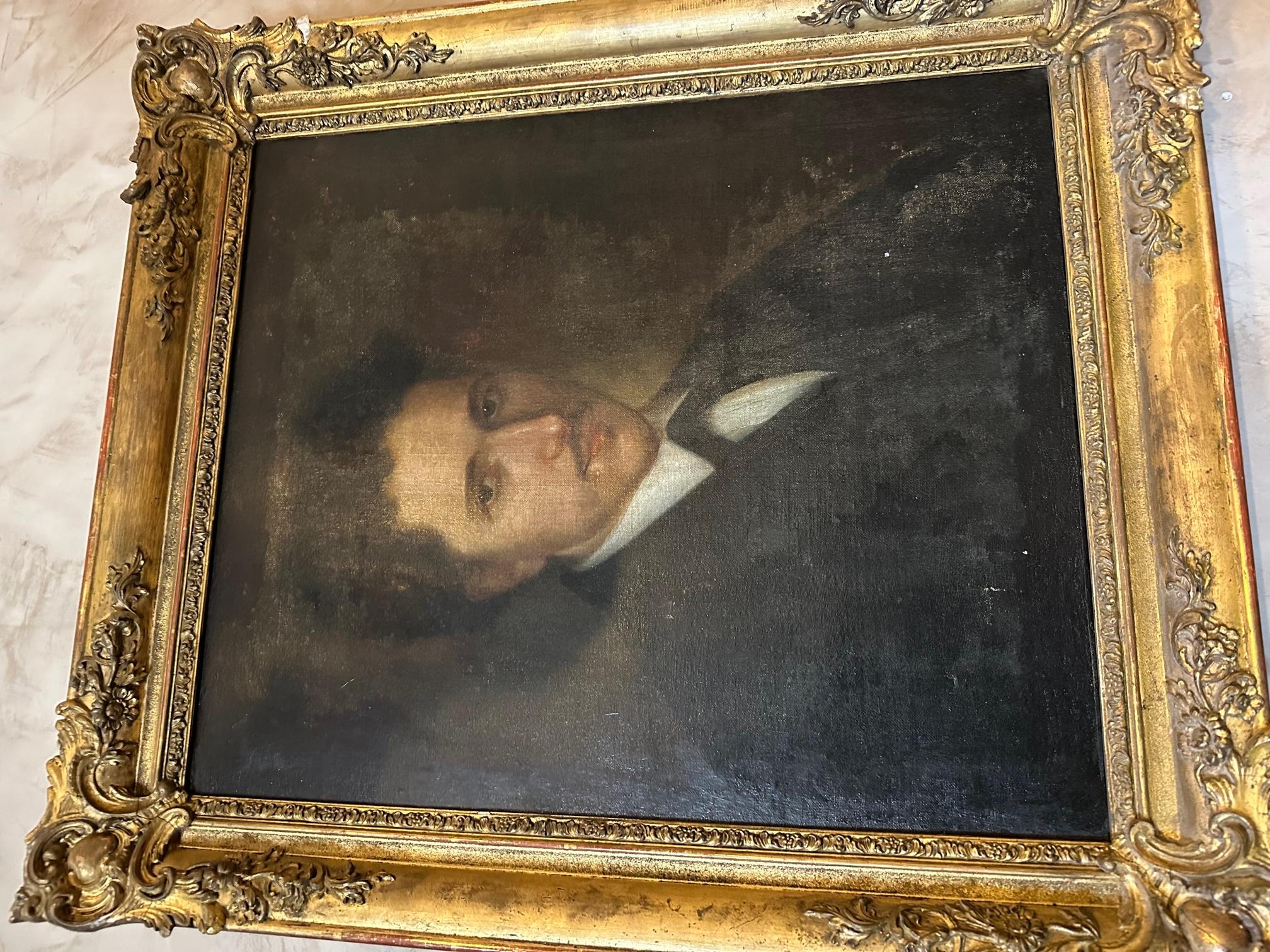 19th century French Portrait Oil on canvas, 1890s For Sale 3