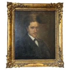 Antique 19th century French Portrait Oil on canvas, 1890s