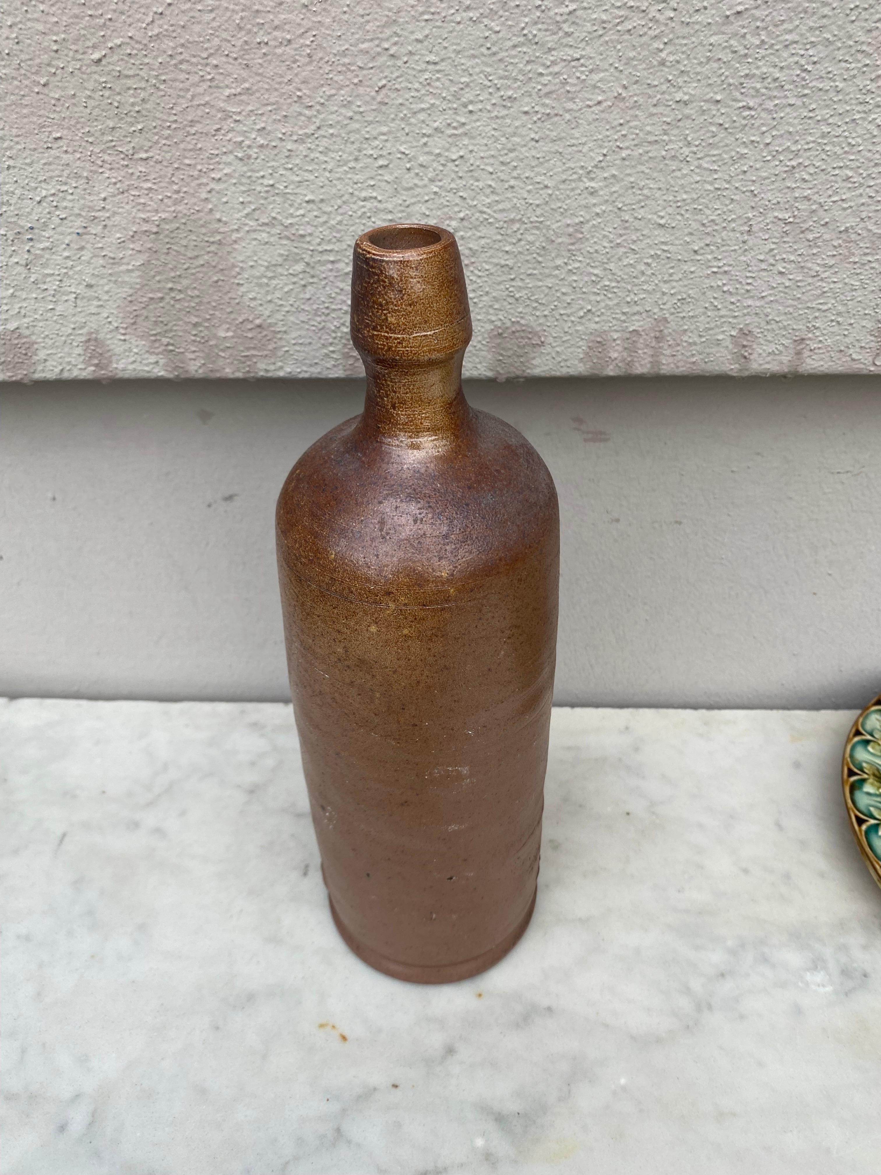 19th Century French Pottery Cider Bottle from Normandy In Good Condition For Sale In Austin, TX
