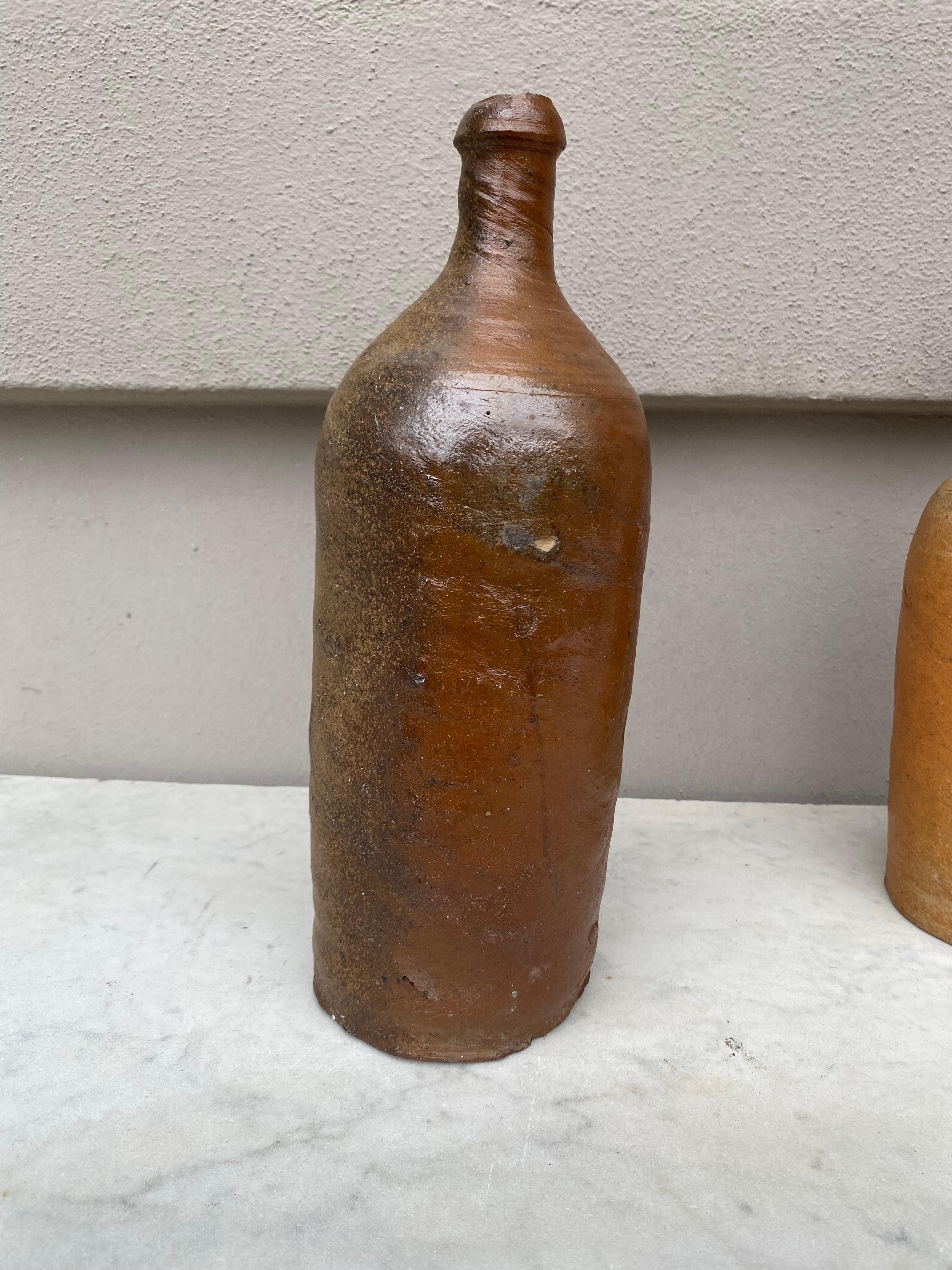Country 19th Century, French, Pottery Cider Bottle from Normandy For Sale
