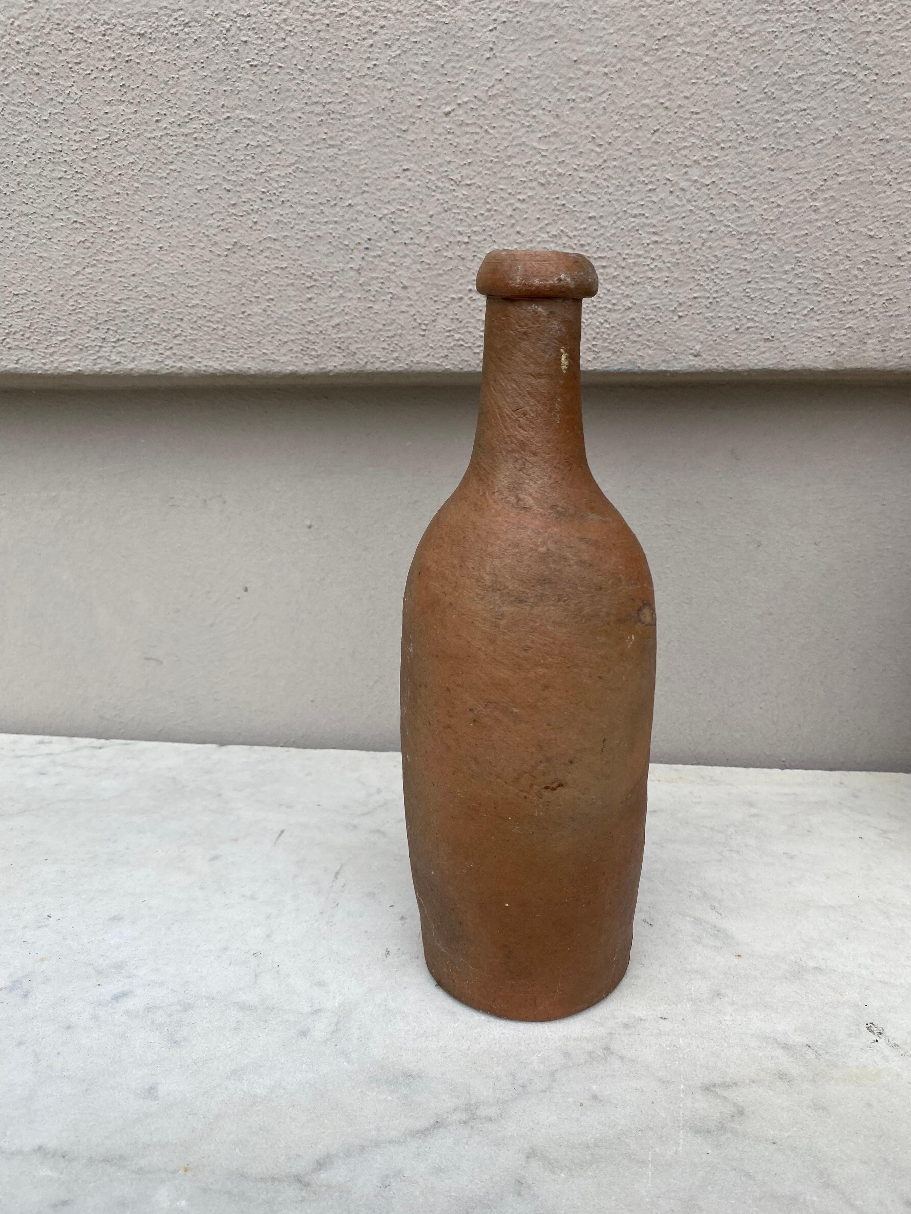 Country 19th Century French Pottery Cider Bottle from Normandy For Sale