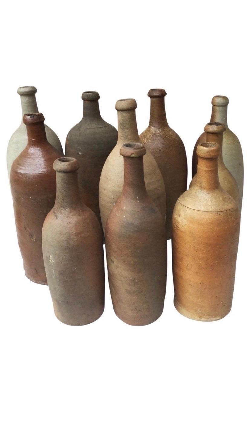 19th Century, French, Pottery Cider Bottle from Normandy For Sale 1