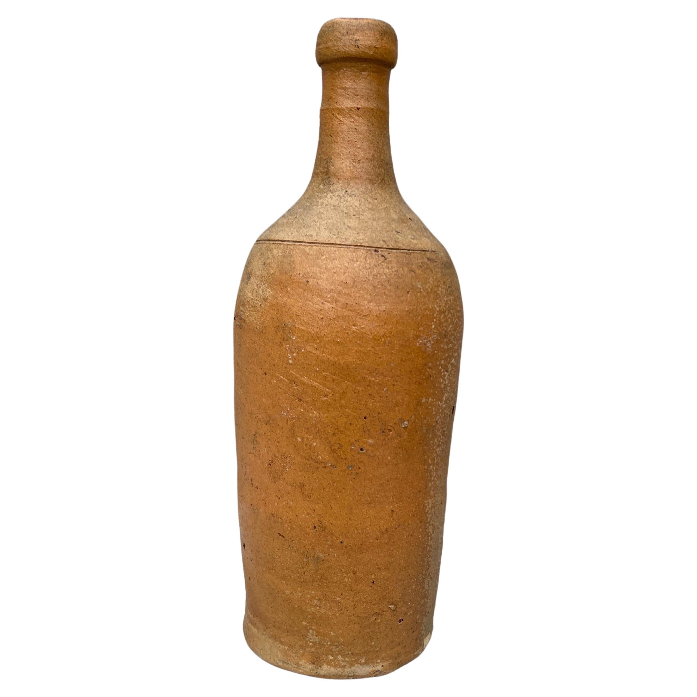 19th Century French Pottery Cider Bottle from Normandy For Sale