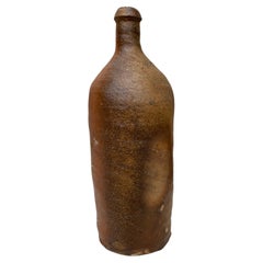 Bouteille  cidre en poterie de Normandie du XIXe sicle, franais