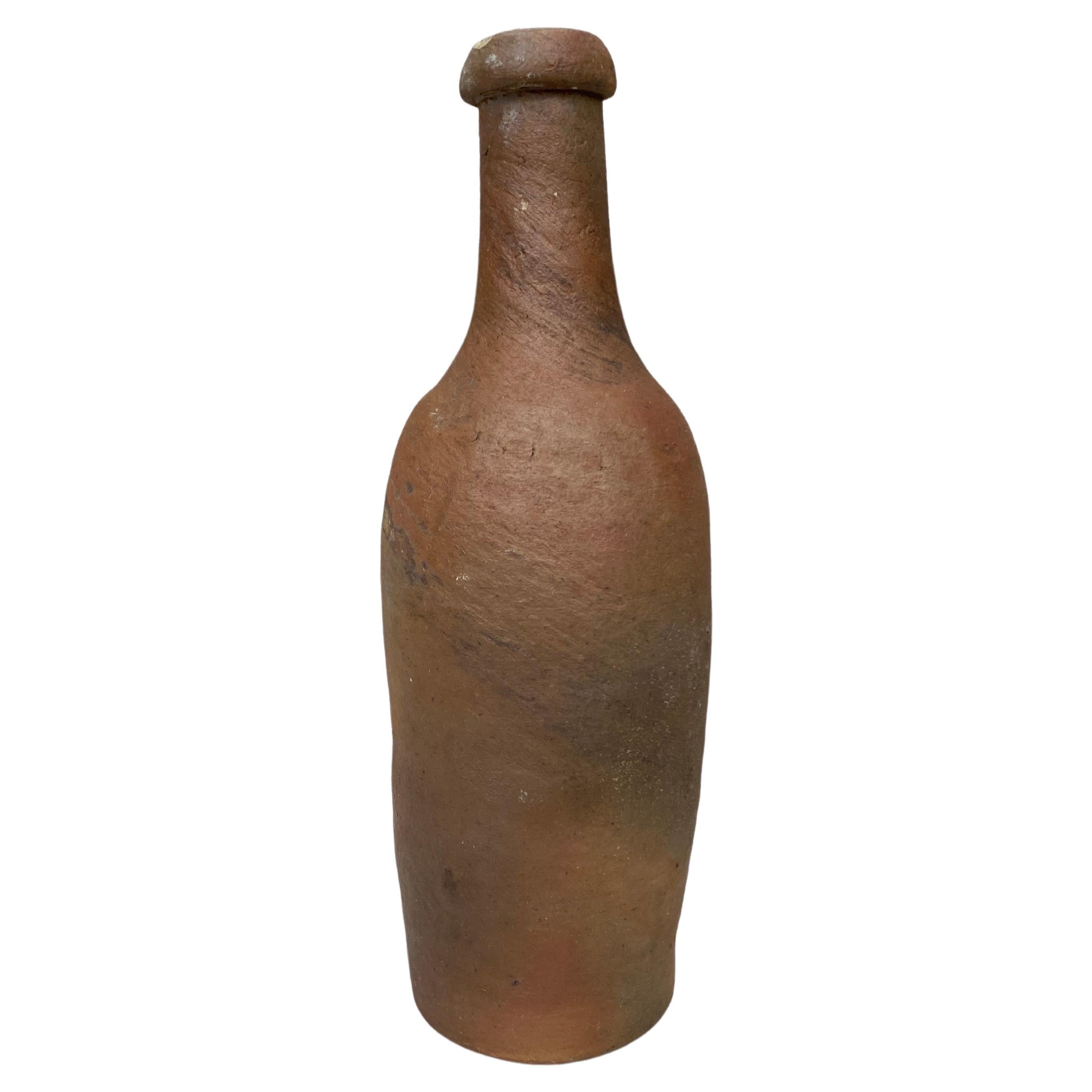 19th Century French Pottery Cider Bottle from Normandy For Sale