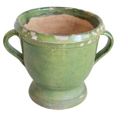 19th Century French Pottery Green Glaze Jardiniere
