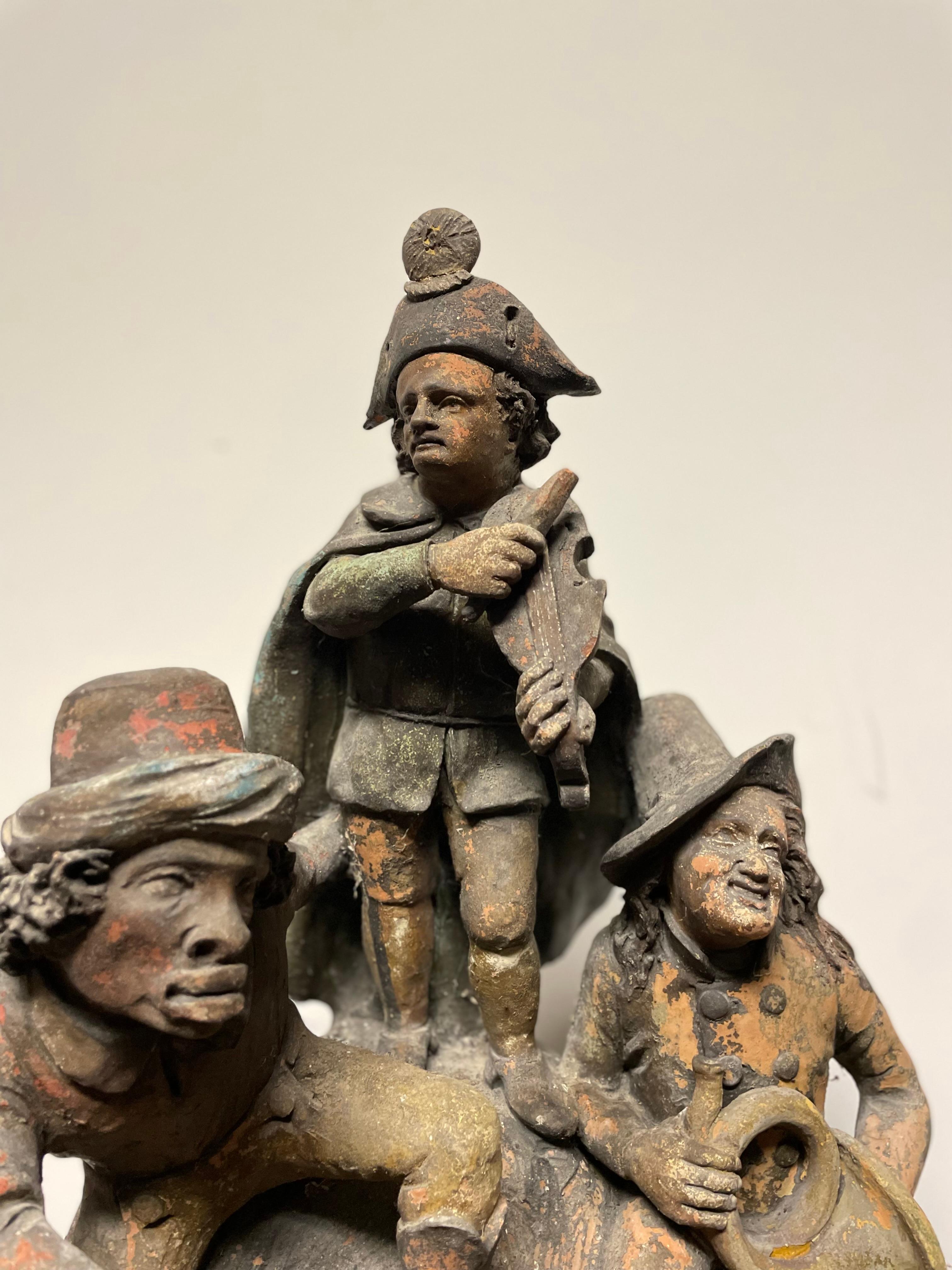 Französische Keramikgruppe des 19. Jahrhunderts mit Napoleon auf der Geige und einem schwarzen Musikanten im Angebot 10