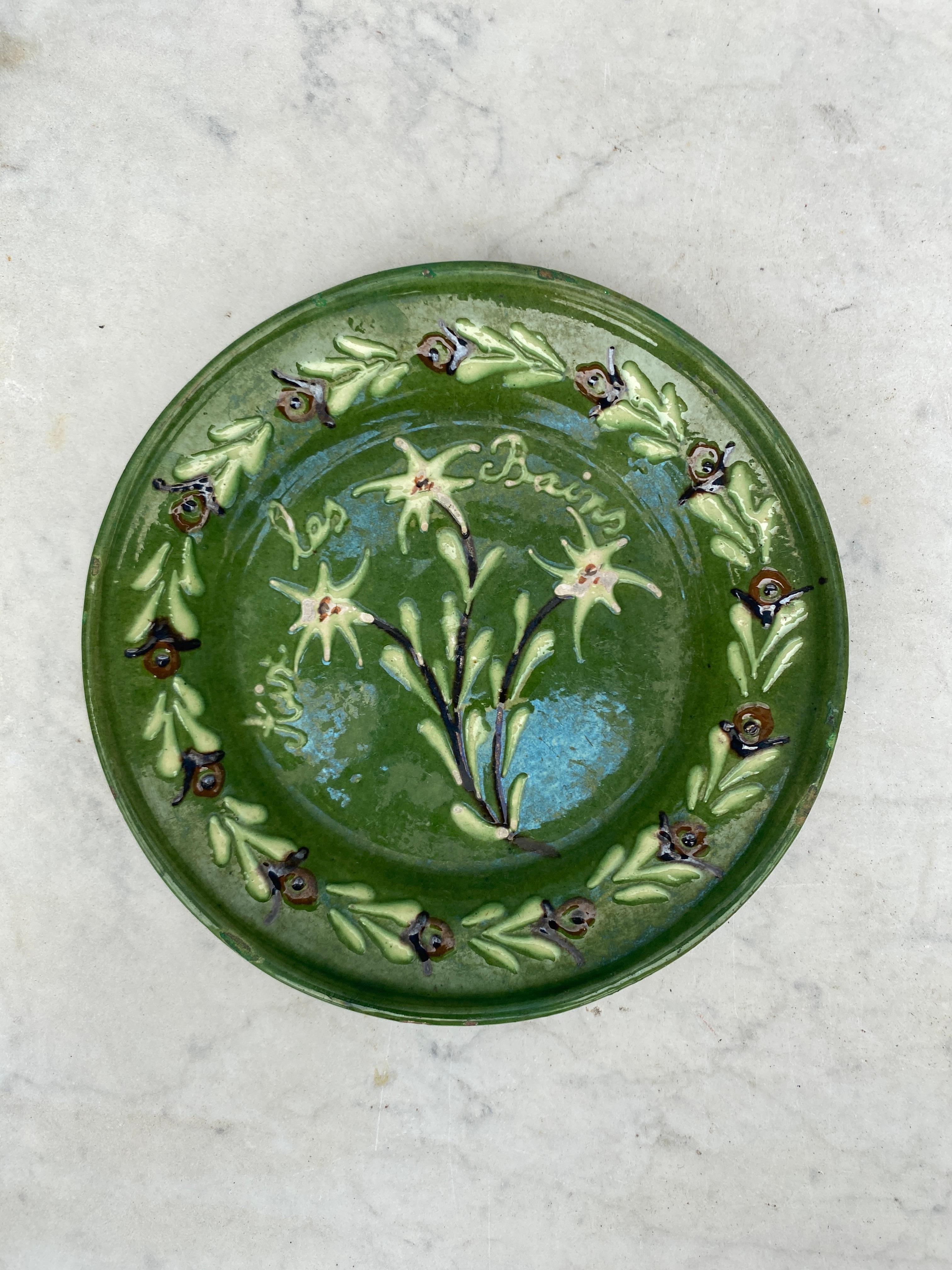Country 19th Century French Pottery Savoie Flower Plate